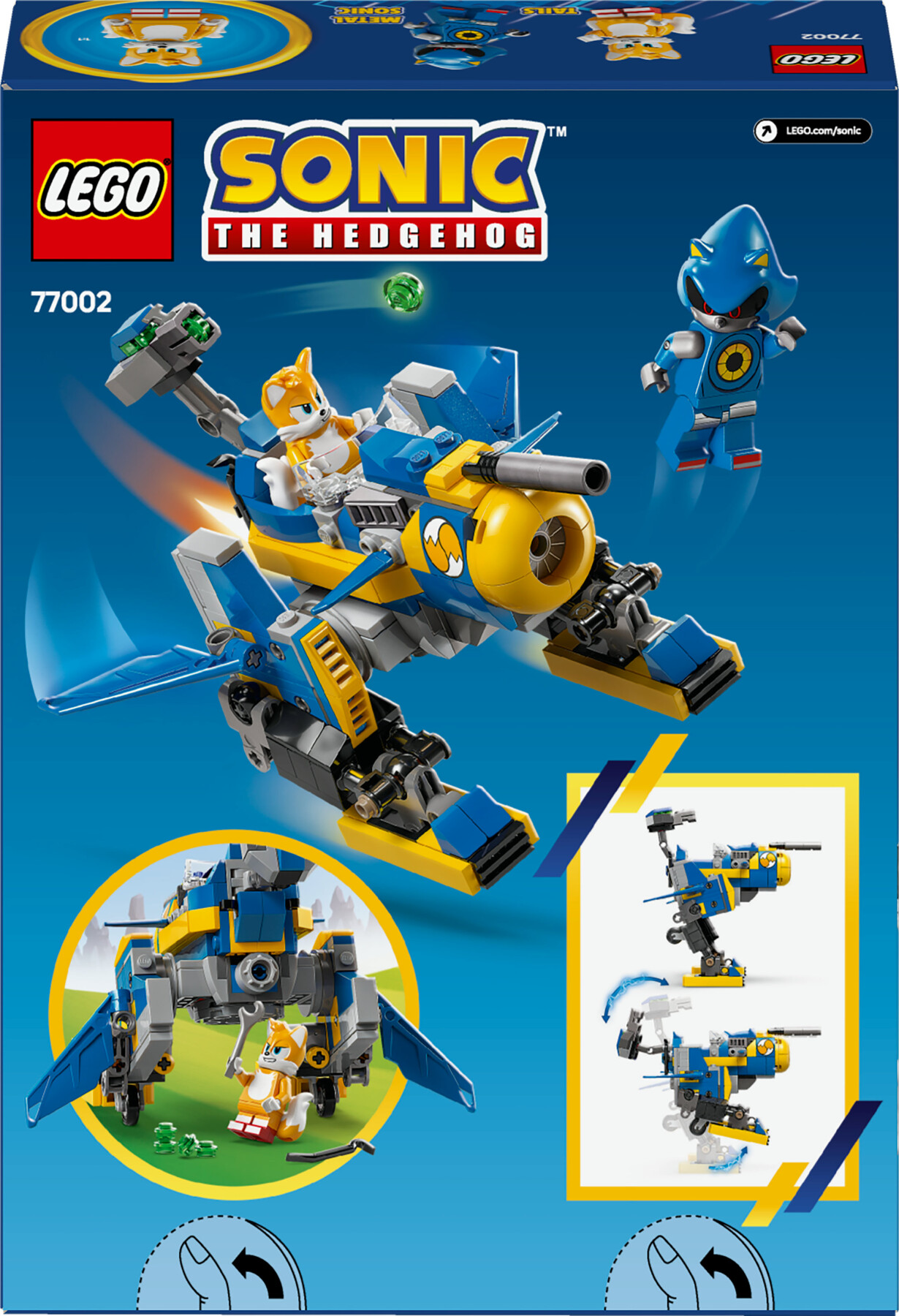 Lego sonic 77002 cyclone vs. metal sonic, giochi d'azione per bambini 8+ con mech robot giocattolo trasformabile e personaggio - Lego