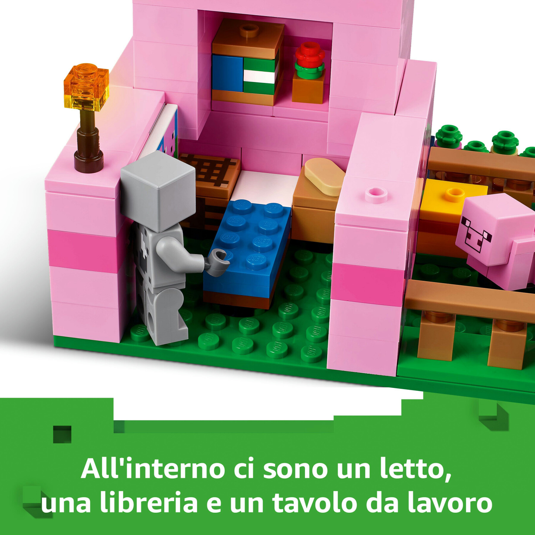 Lego minecraft 21268 la casa del maialino, gioco di ruolo bambini 7+ con personaggi, animali giocattolo e fattoria da costruire - MINECRAFT