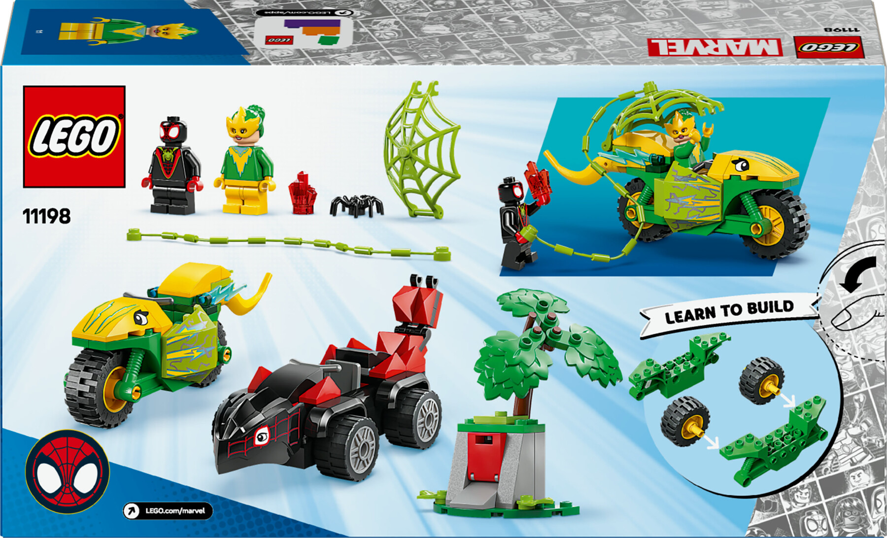 Lego spidey e i suoi fantastici amici 11198 inseguimento sui dino-veicoli di spin ed electro, giochi educativi per bambini 4+ - LEGO SUPER HEROES