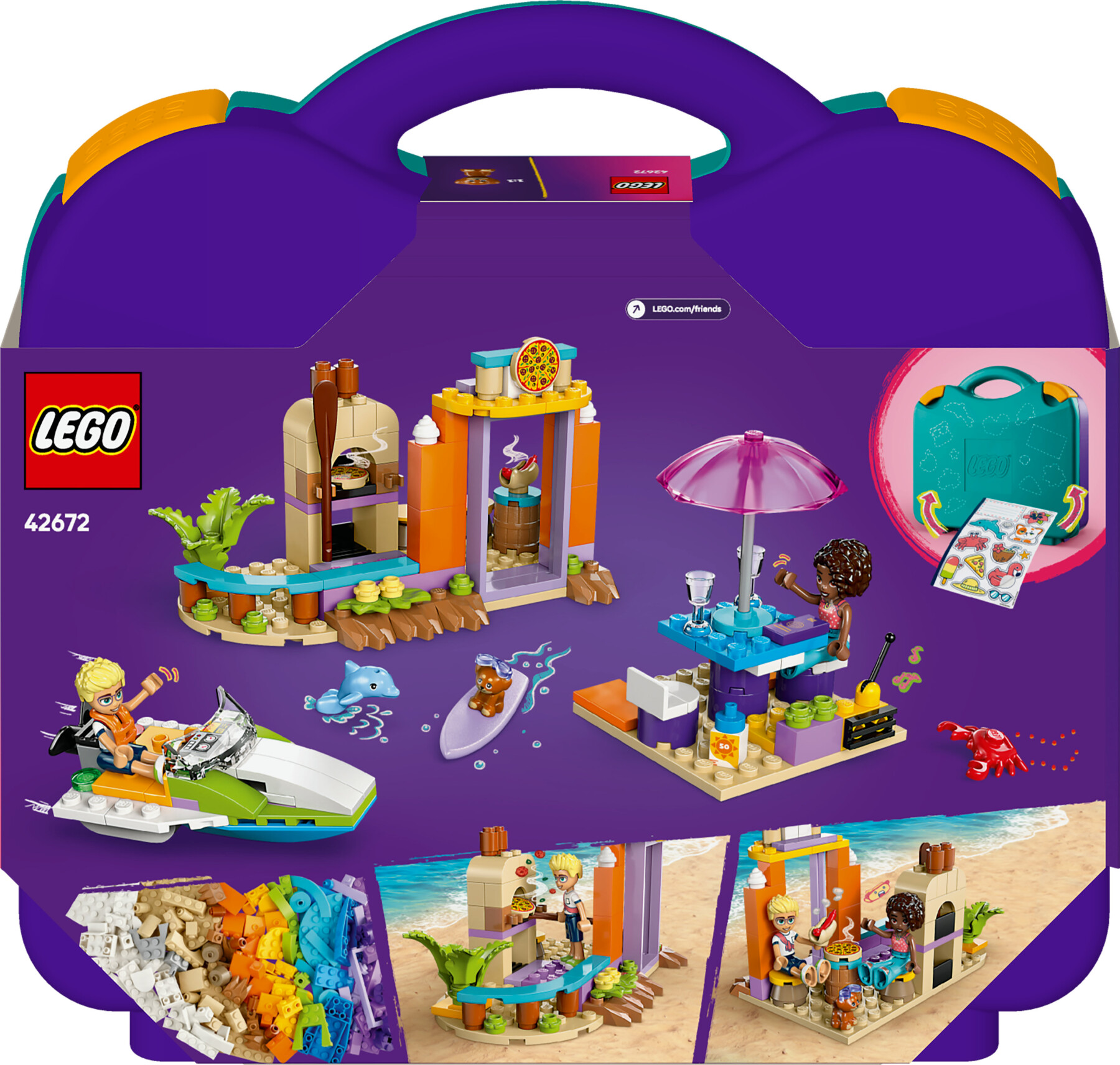 Lego friends 42672 valigia creativa da spiaggia e da viaggio, giochi 2 in 1 per bambine 5+, motoscafo e idrovolante giocattolo - LEGO FRIENDS