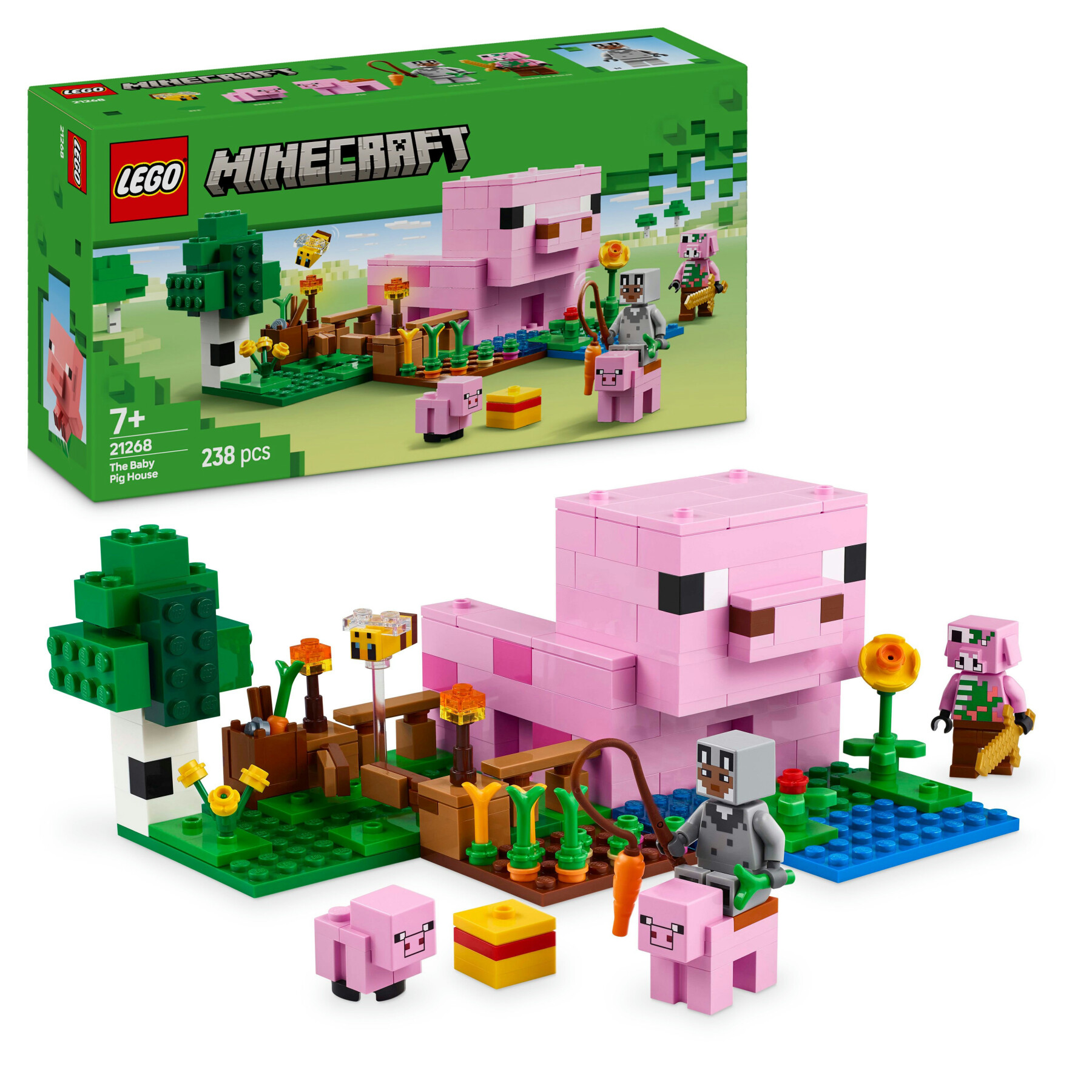 Lego minecraft 21268 la casa del maialino, gioco di ruolo bambini 7+ con personaggi, animali giocattolo e fattoria da costruire - MINECRAFT