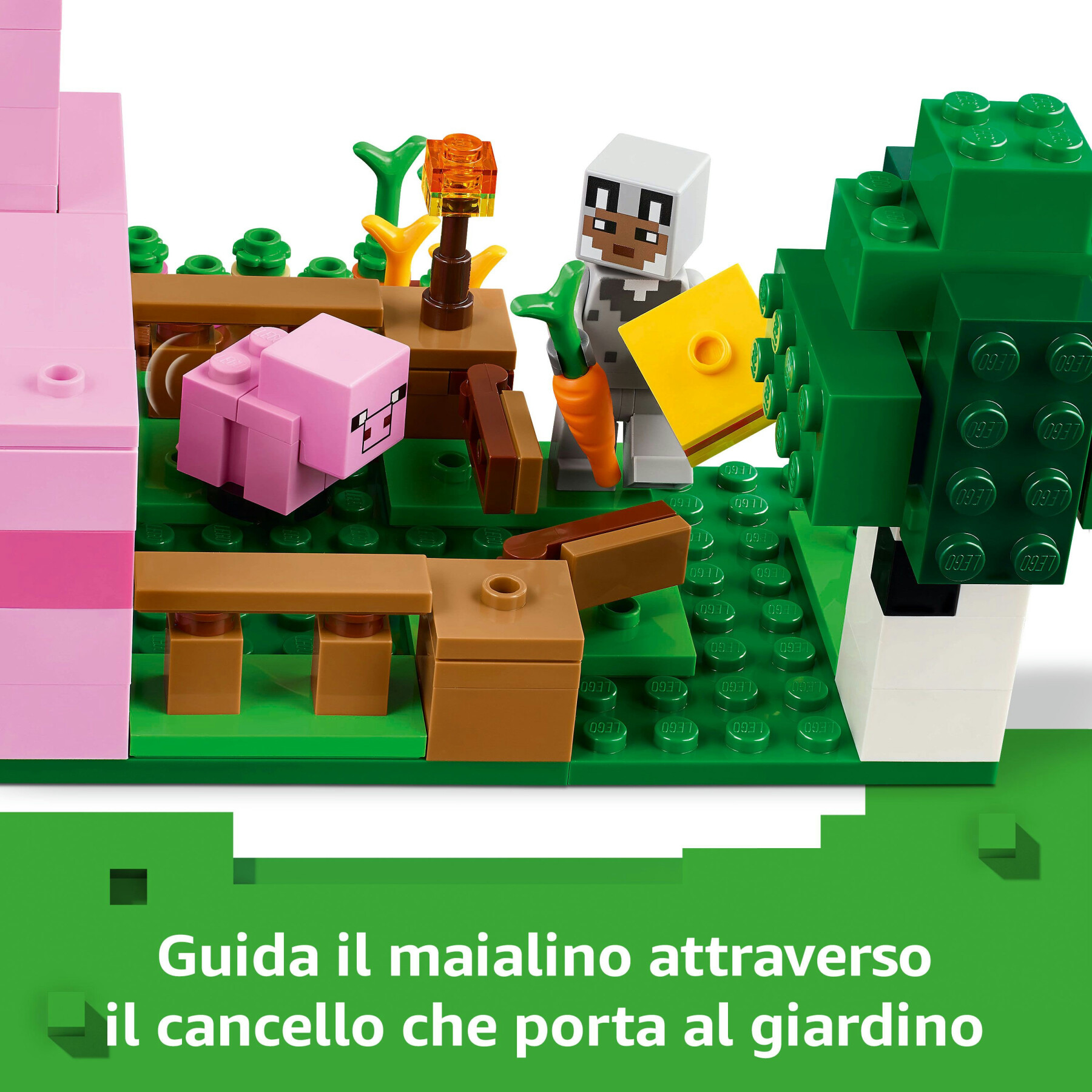 Lego minecraft 21268 la casa del maialino, gioco di ruolo bambini 7+ con personaggi, animali giocattolo e fattoria da costruire - MINECRAFT