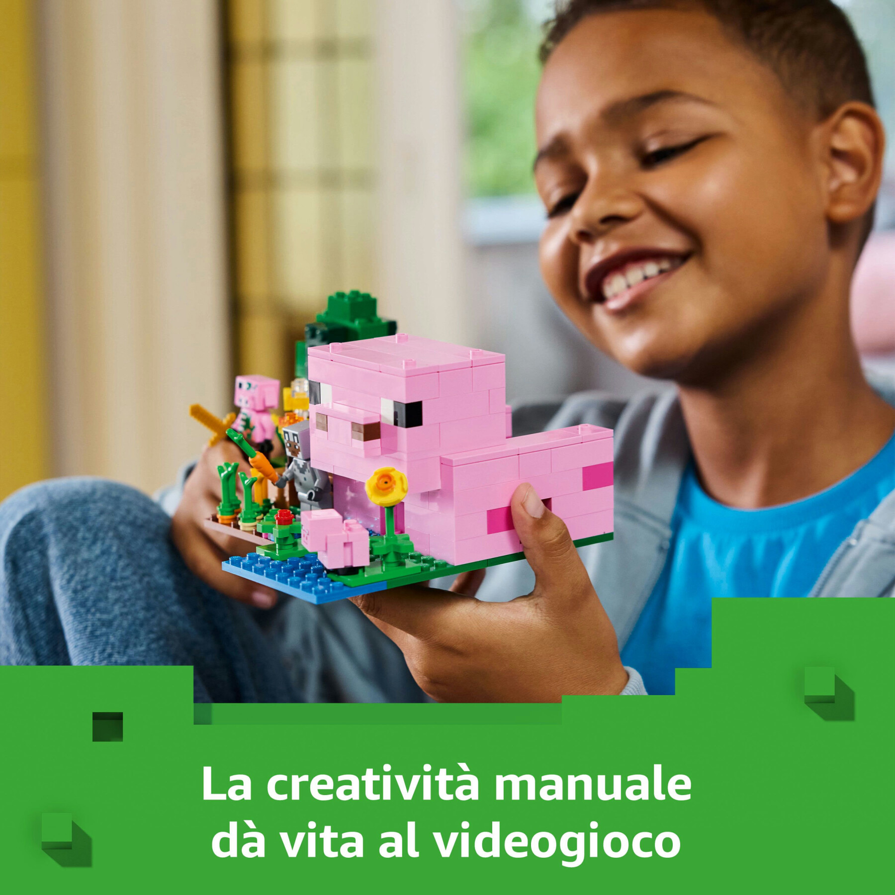 Lego minecraft 21268 la casa del maialino, gioco di ruolo bambini 7+ con personaggi, animali giocattolo e fattoria da costruire - MINECRAFT