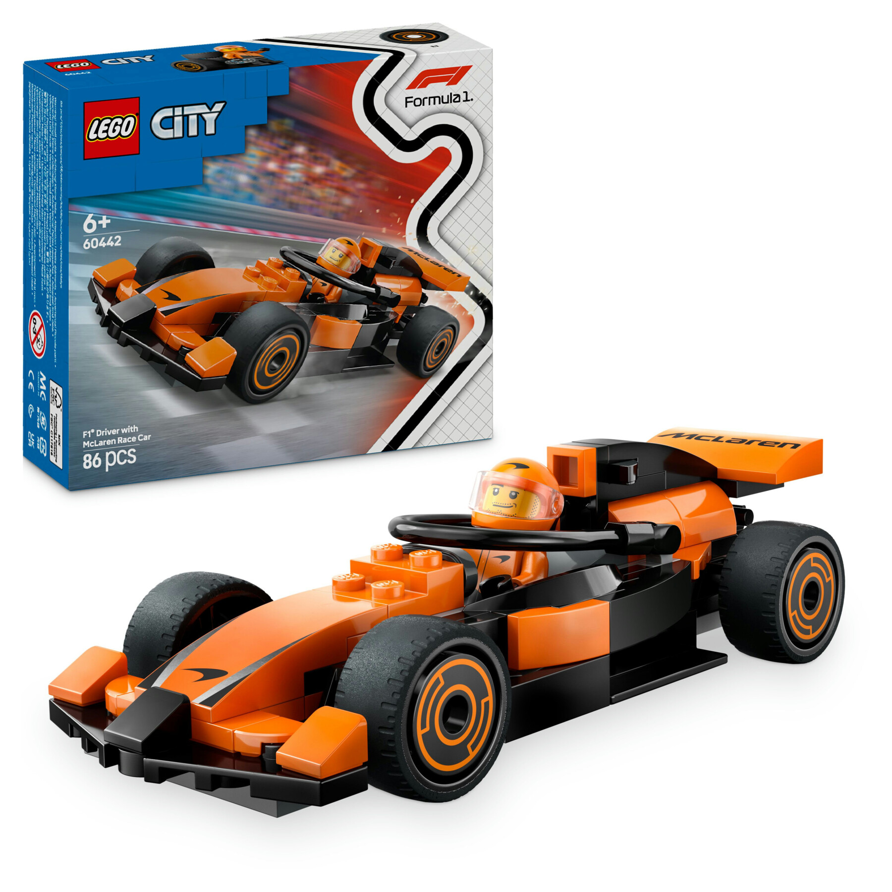 Lego city 60442 pilota e monoposto mclaren f1, modello di macchina giocattolo da formula 1, regalo bambini 6+ fan delle auto - LEGO CITY