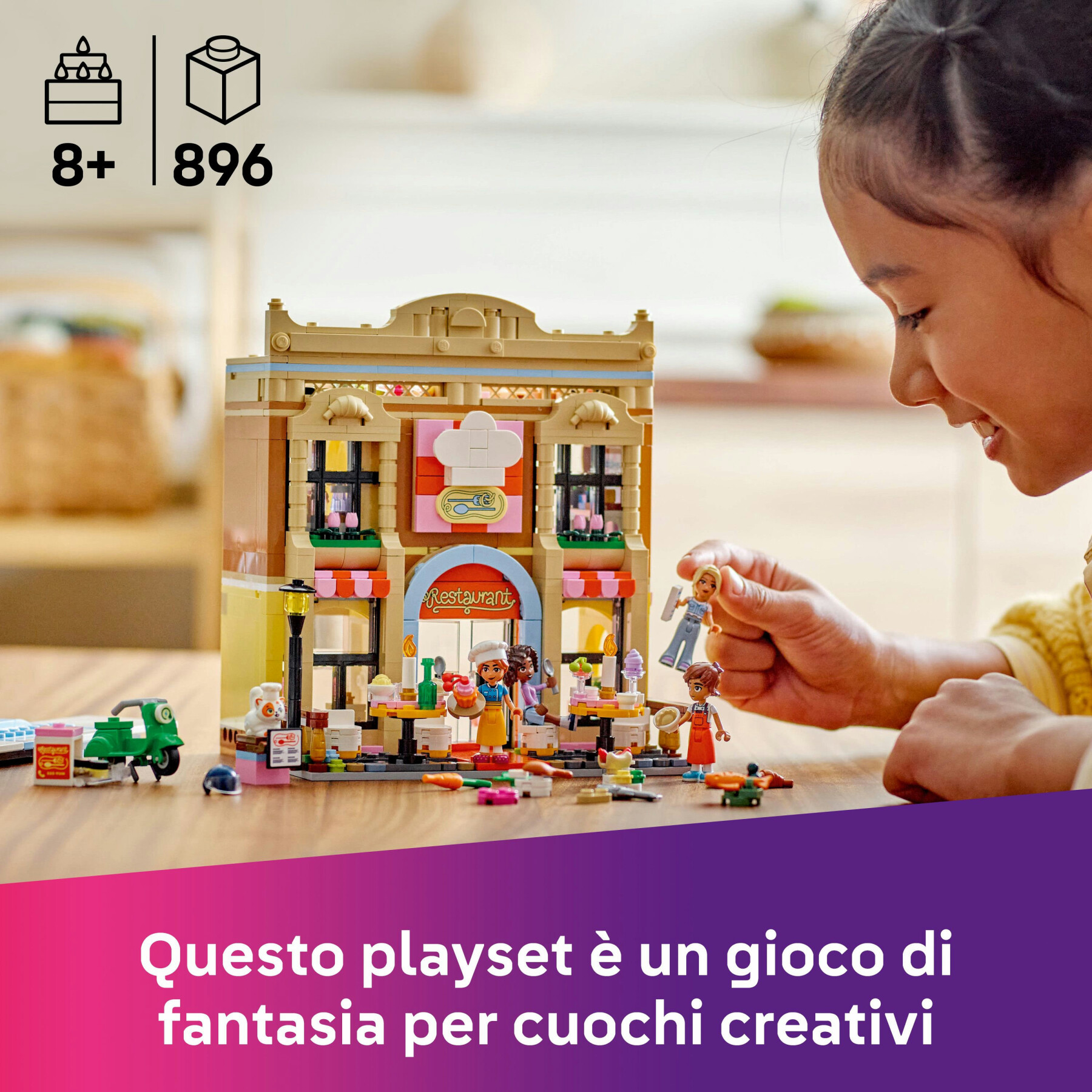 Lego friends 42655 ristorante e scuola di cucina, giochi creativi per le abilità sociali per bambine 8+, regalo di compleanno - LEGO FRIENDS