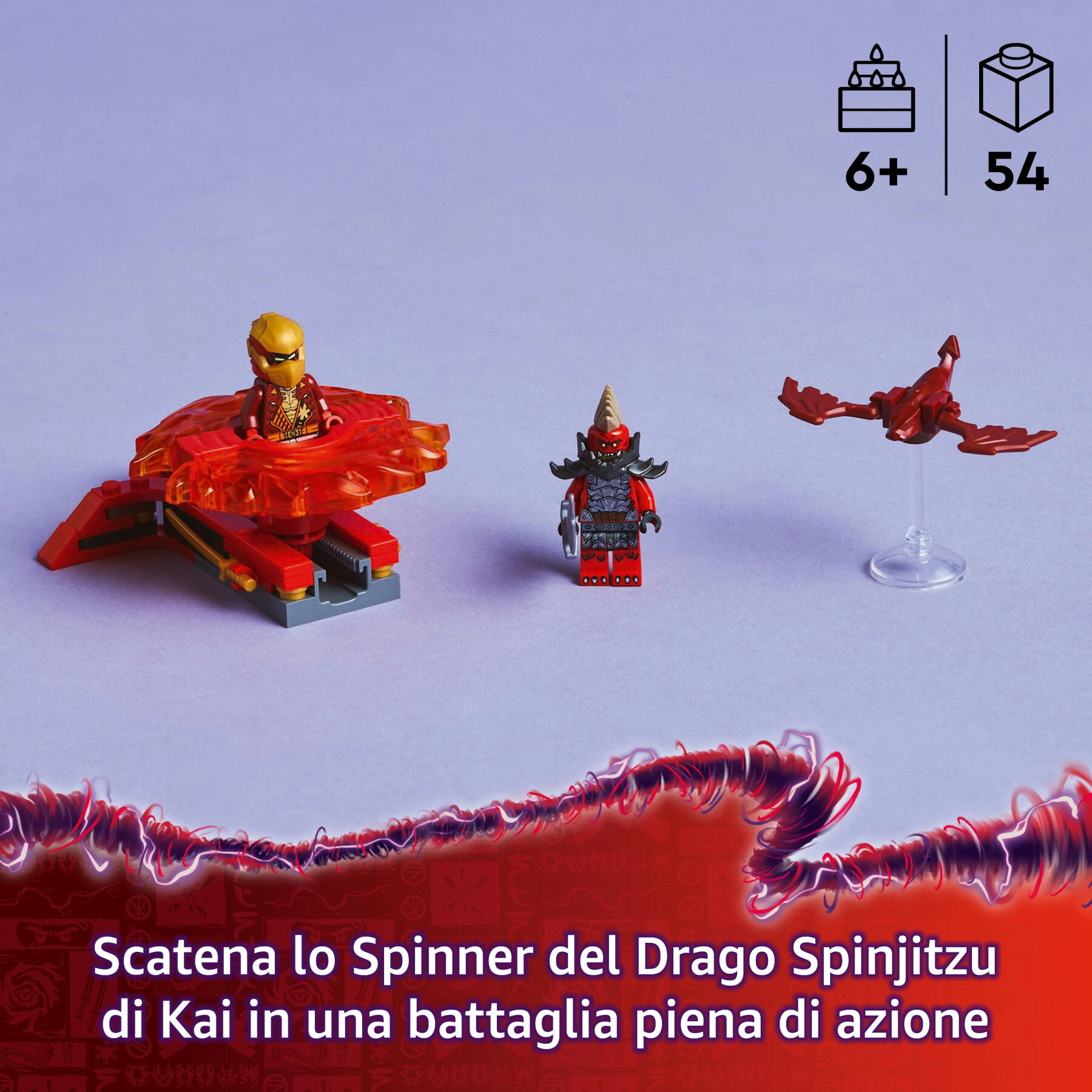 Lego ninjago 71823 spinner del drago spinjitzu di kai - trottola giocattolo con 2 minifigure e armi, giochi per bambini 6+ - LEGO NINJAGO