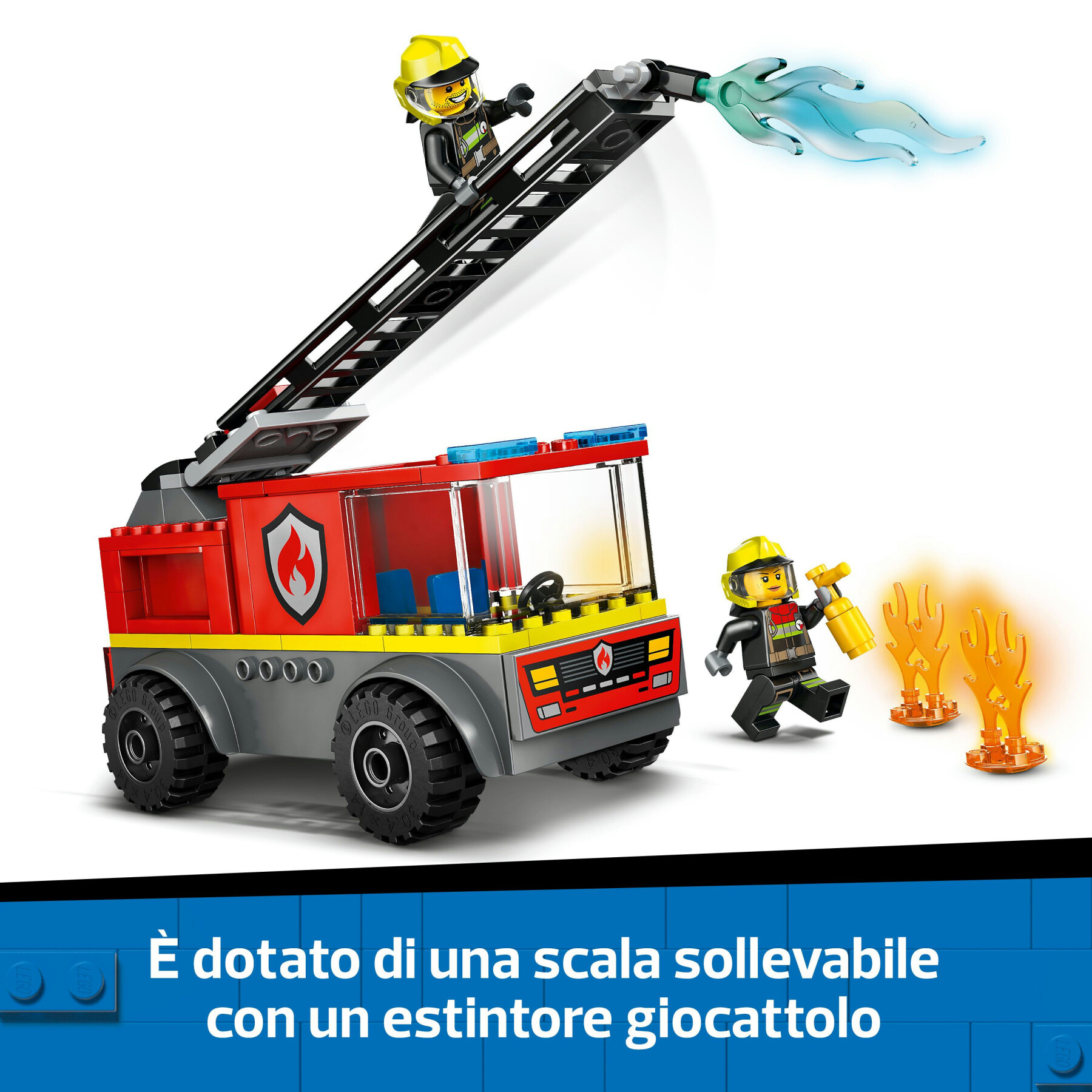 Lego city 60463 autopompa con scala, camion giocattolo dei pompieri con 2 minifigure, giochi educativi per bambini da 4 anni - LEGO CITY