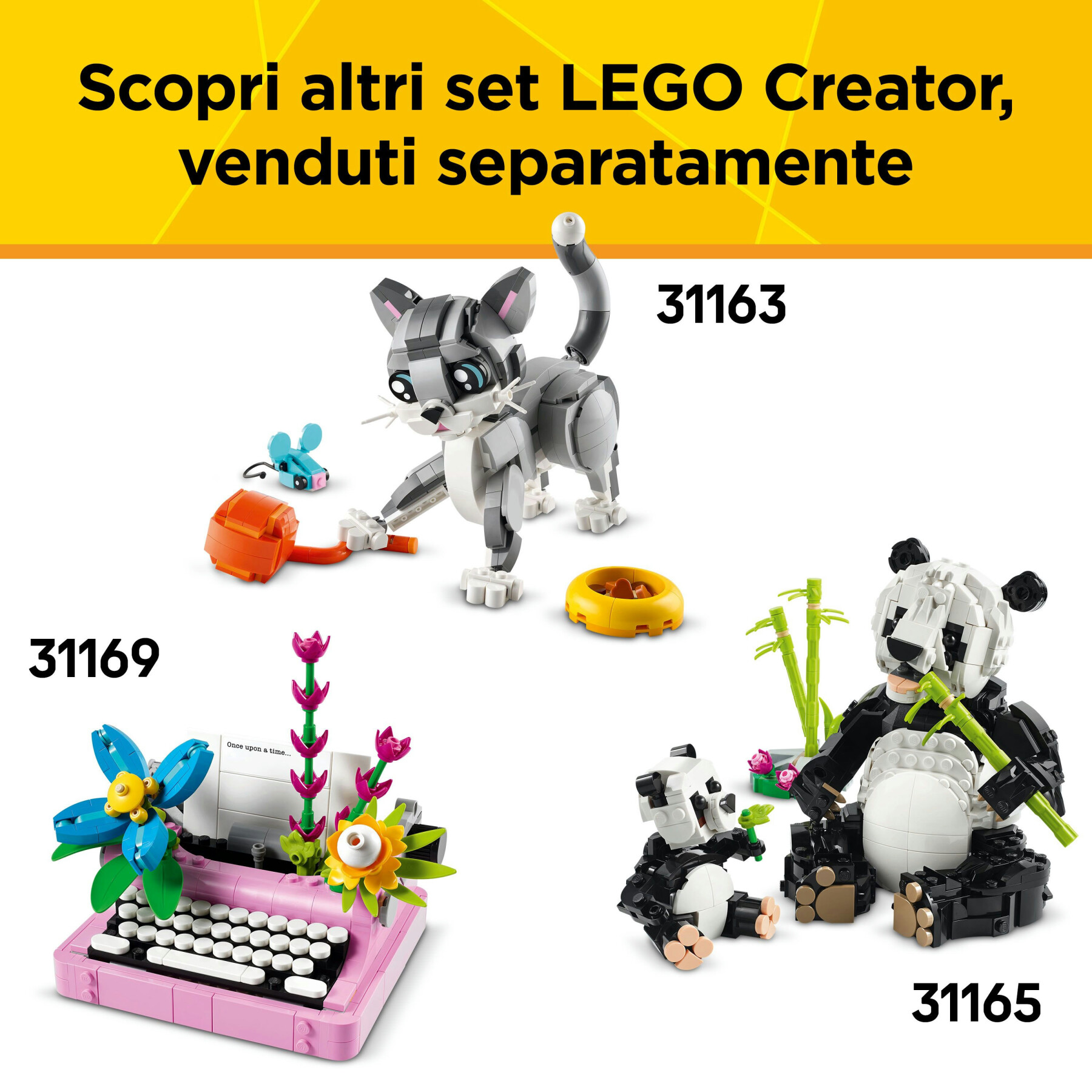 Lego creator 3 in 1 31162 adorabile coniglio giocattolo, si trasforma in lama o in foca, animali da costruire per bambini 8+ - LEGO CREATOR