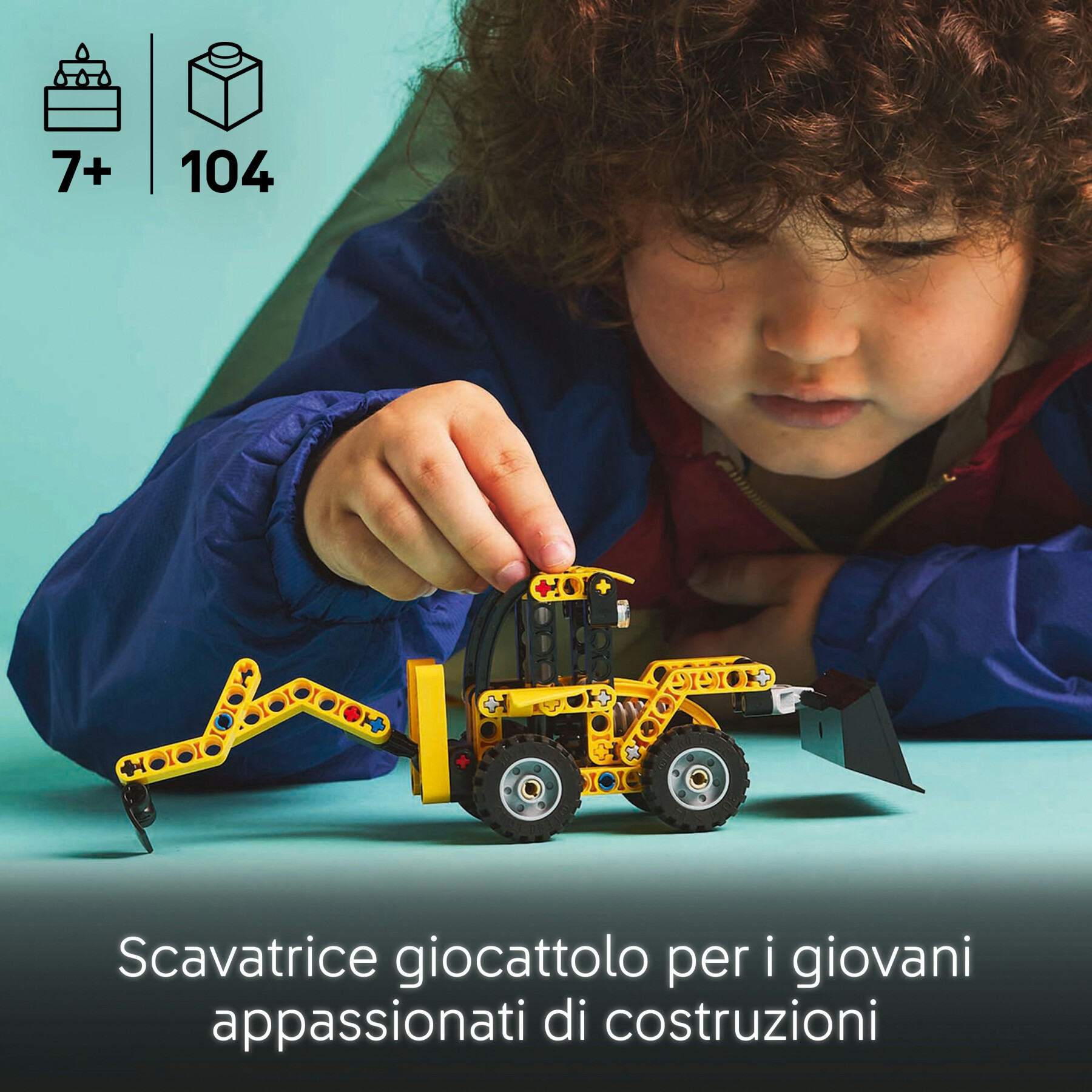 Lego technic scavatrice a cucchiaia rovescia, giochi per bambini 7+, veicolo con escavatore posteriore, pala e stabilizzatori - LEGO TECHNIC