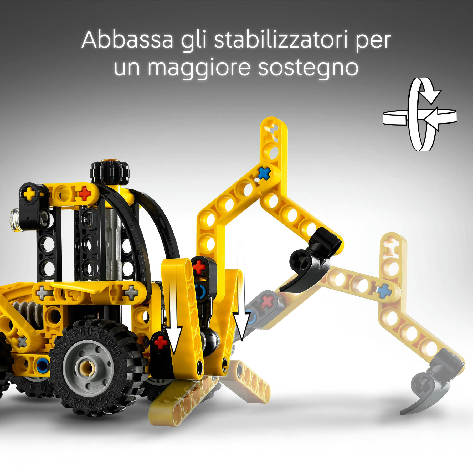 Lego technic scavatrice a cucchiaia rovescia, giochi per bambini 7+, veicolo con escavatore posteriore, pala e stabilizzatori - LEGO TECHNIC