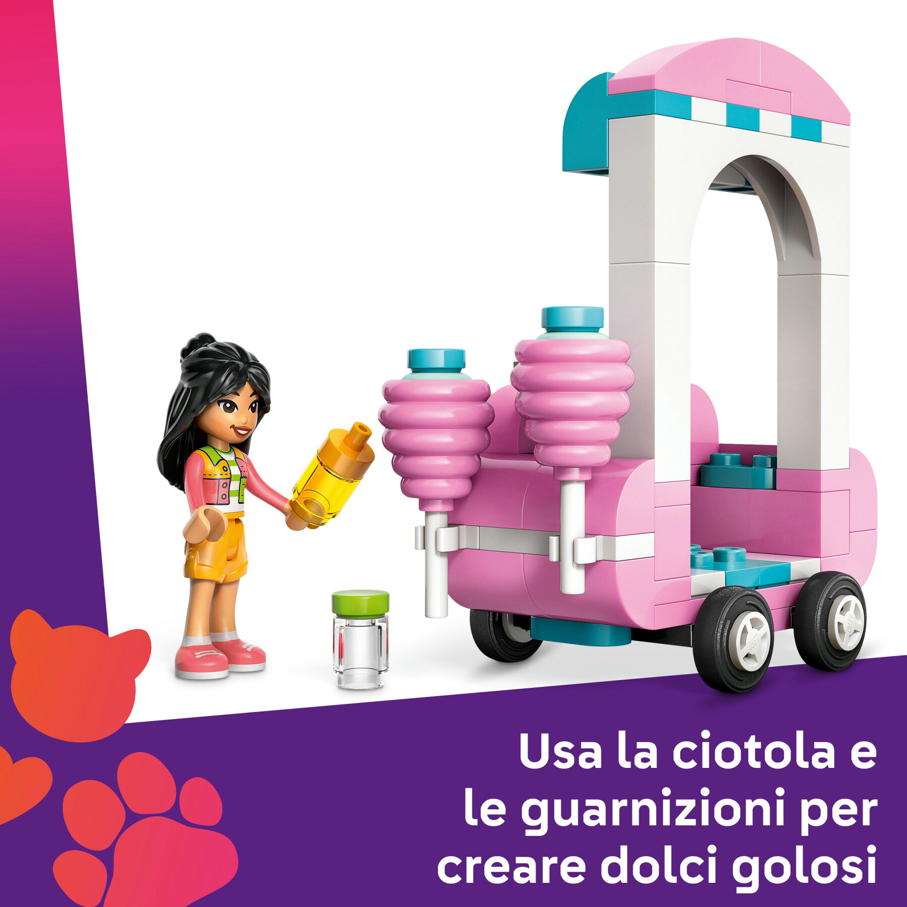 Lego friends 42643 bancarella di zucchero filato e scooter, giochi di ruolo creativi bambine 6+ con veicolo e mini bamboline - LEGO FRIENDS