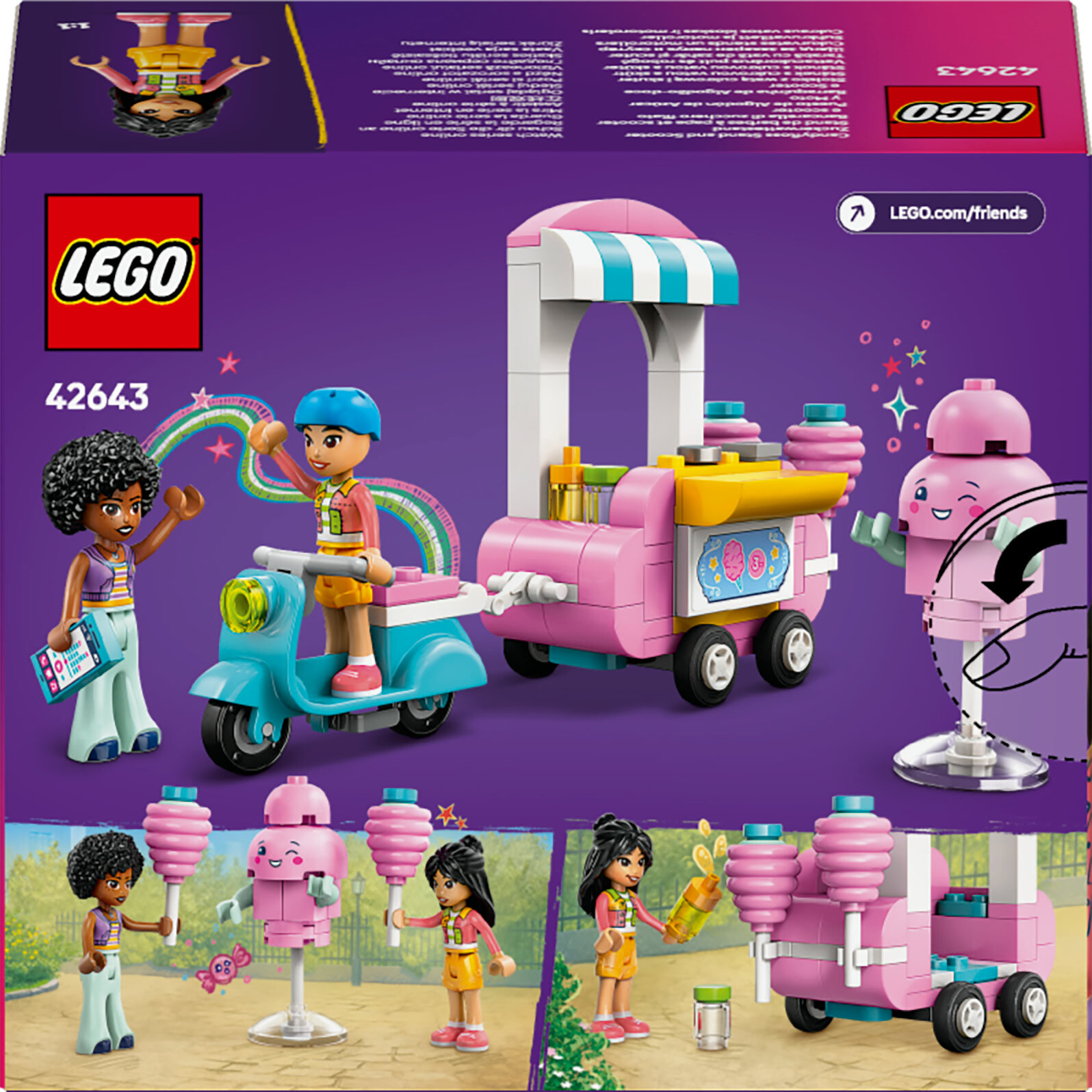 Lego friends 42643 bancarella di zucchero filato e scooter, giochi di ruolo creativi bambine 6+ con veicolo e mini bamboline - LEGO FRIENDS