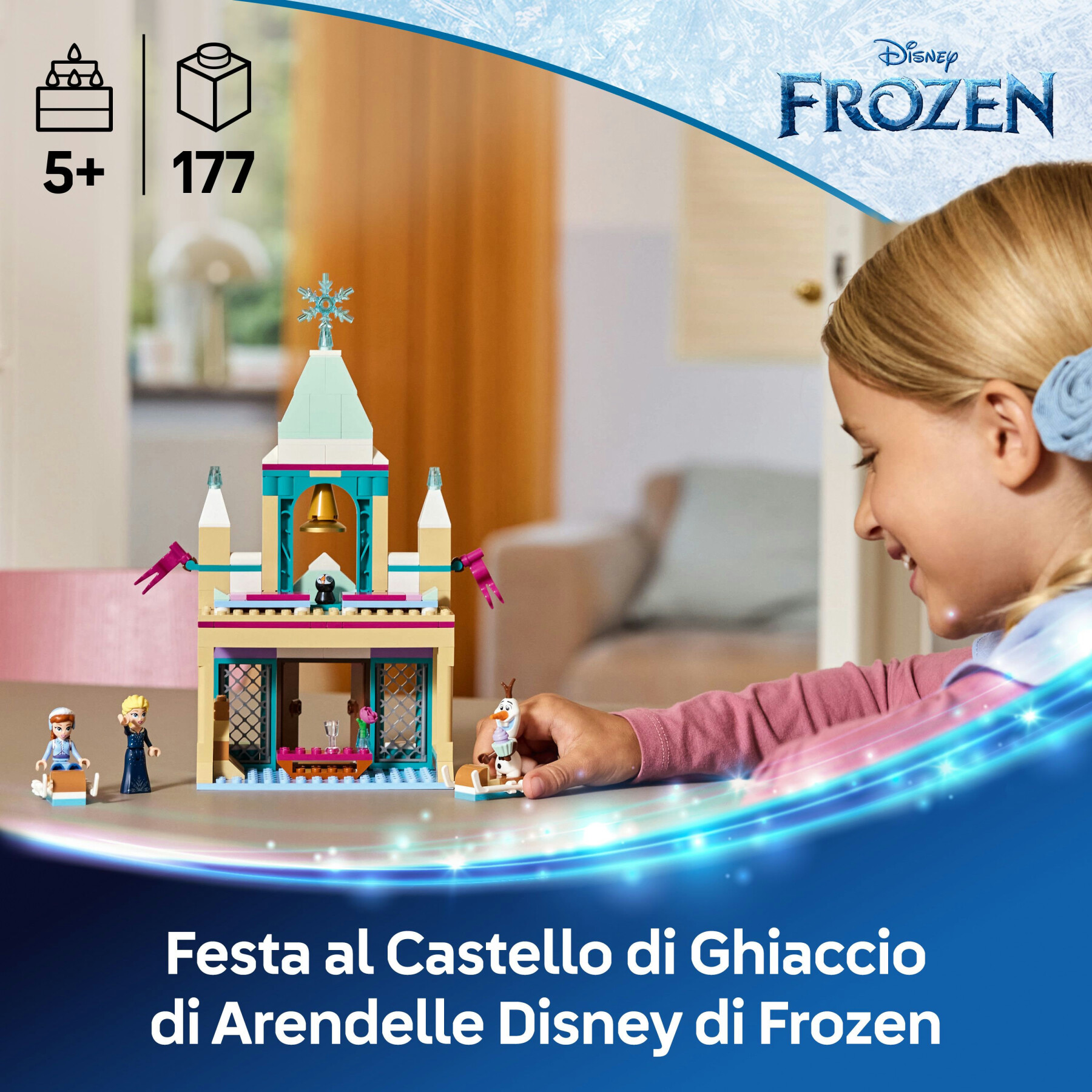 Lego | disney frozen 43265 castello di ghiaccio di arendelle, giocattolo con accessori e 3 personaggi, giochi per bambine 5+ - Frozen