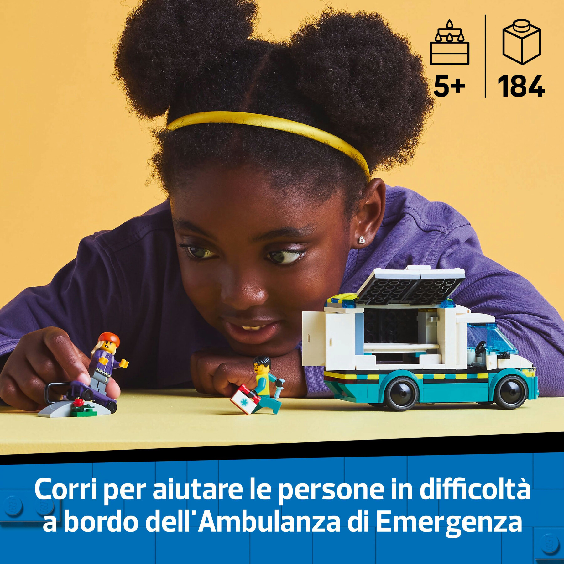 Lego city 60451 ambulanza di emergenza giocattolo con 2 minifigure, giochi educativi bambini 5+, regalo per l'apprendimento - LEGO CITY