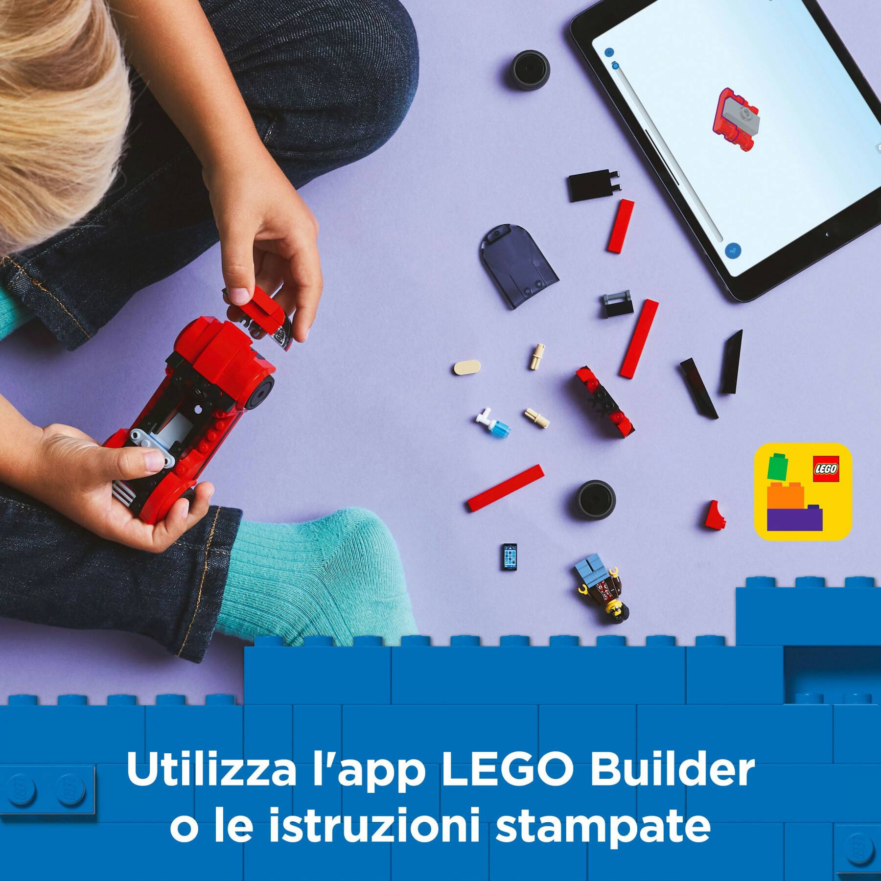 Lego city 60448 auto sportiva rossa - macchina giocattolo, giochi educativi per bambini 5+, regalo con minifigure e accessori - LEGO CITY