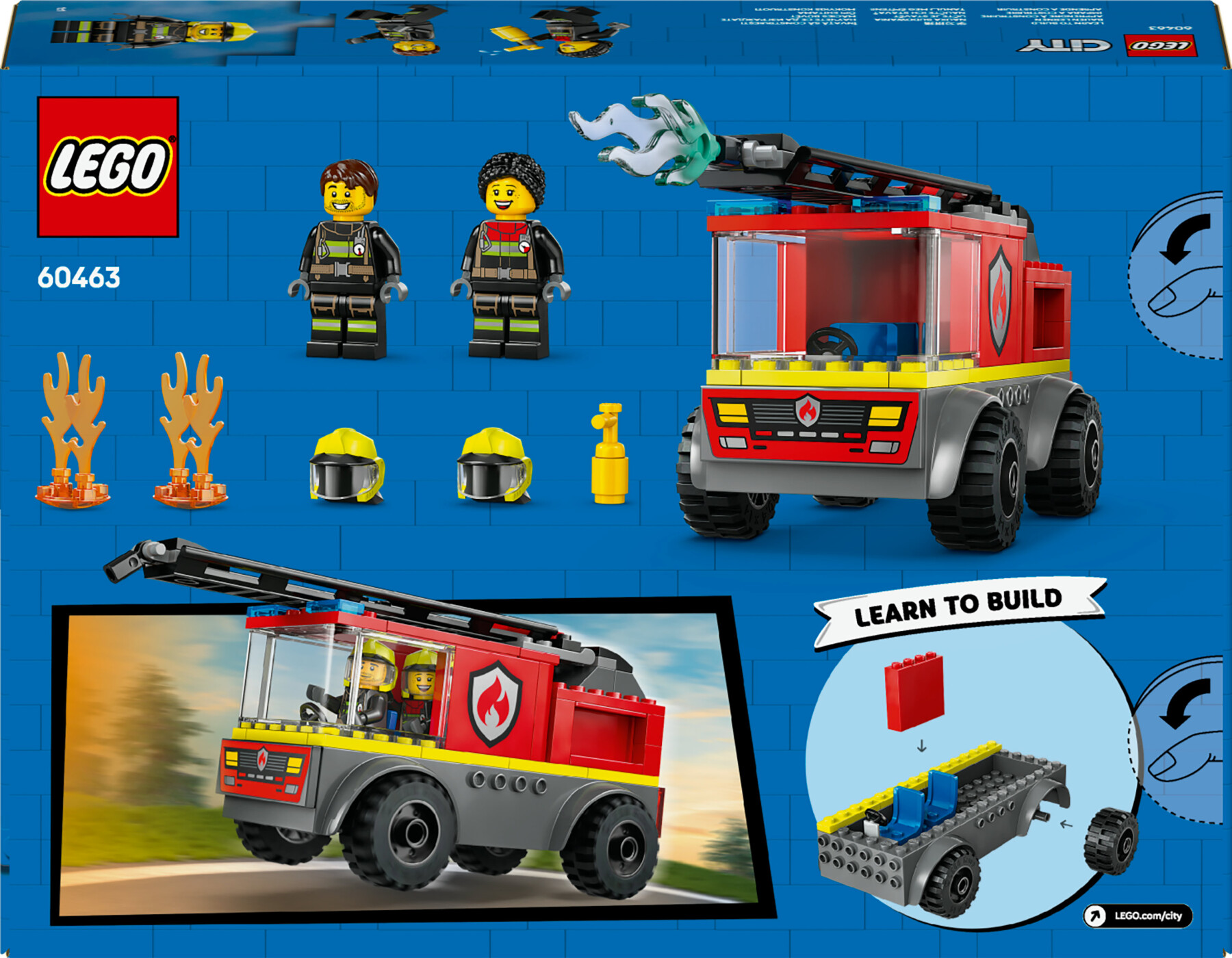 Lego city 60463 autopompa con scala, camion giocattolo dei pompieri con 2 minifigure, giochi educativi per bambini da 4 anni - LEGO CITY