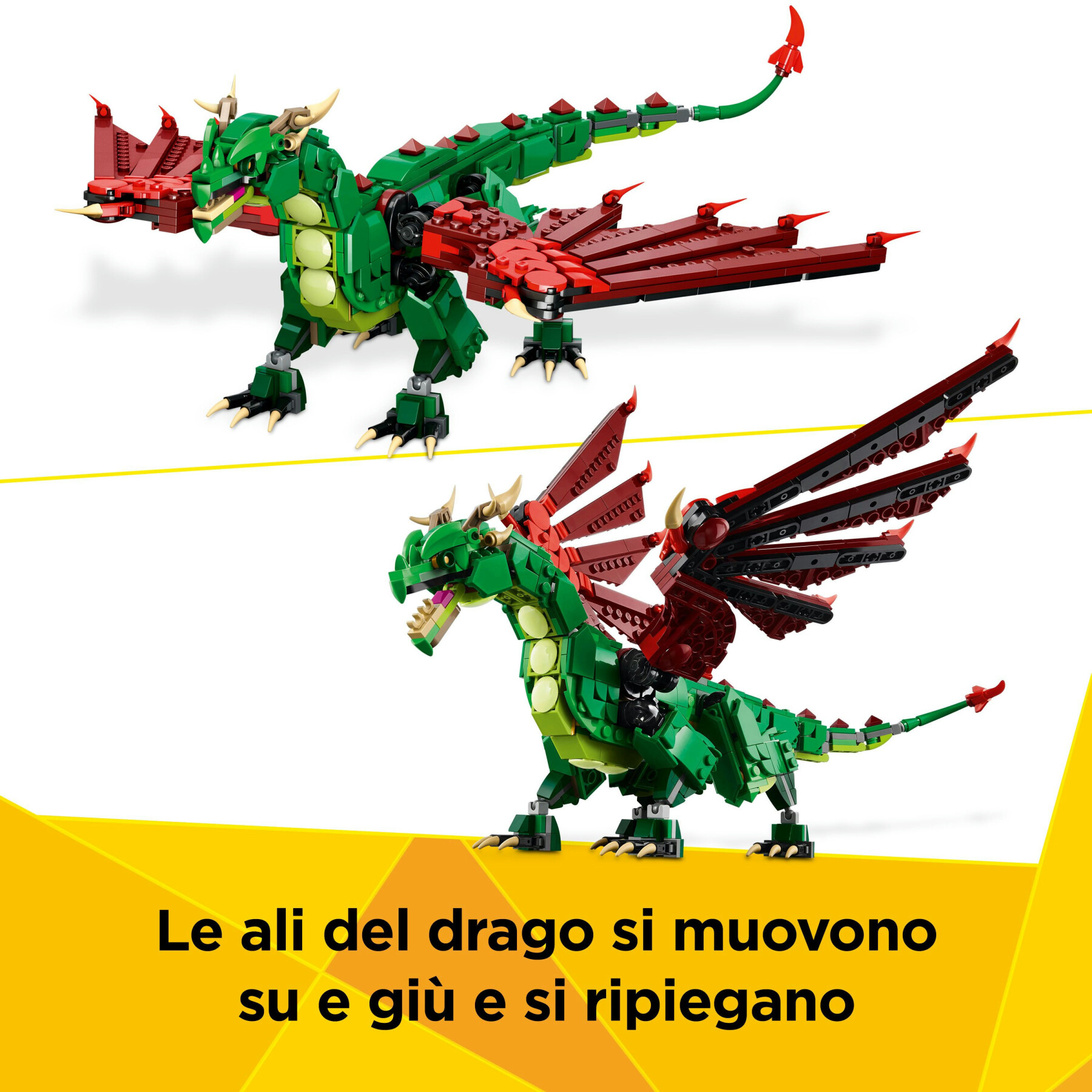 Lego creator 3 in 1 31161 drago medievale giocattolo, si trasforma in serpente o fenice, animali da costruire per bambini 9+ - LEGO CREATOR