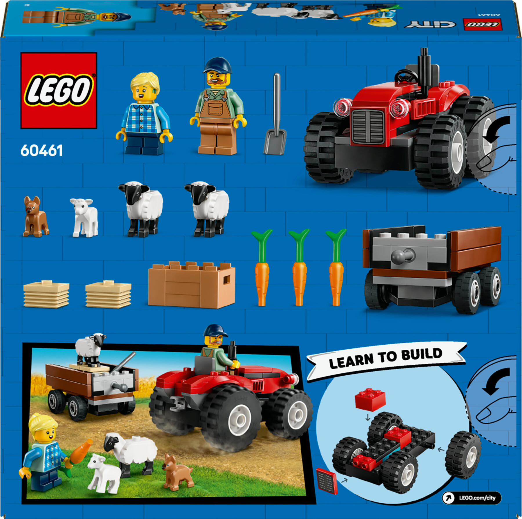 Lego city 60461 trattore agricolo rosso con rimorchio e pecore, veicolo e animali giocattolo, giochi montessori per bambini 4+ - LEGO CITY