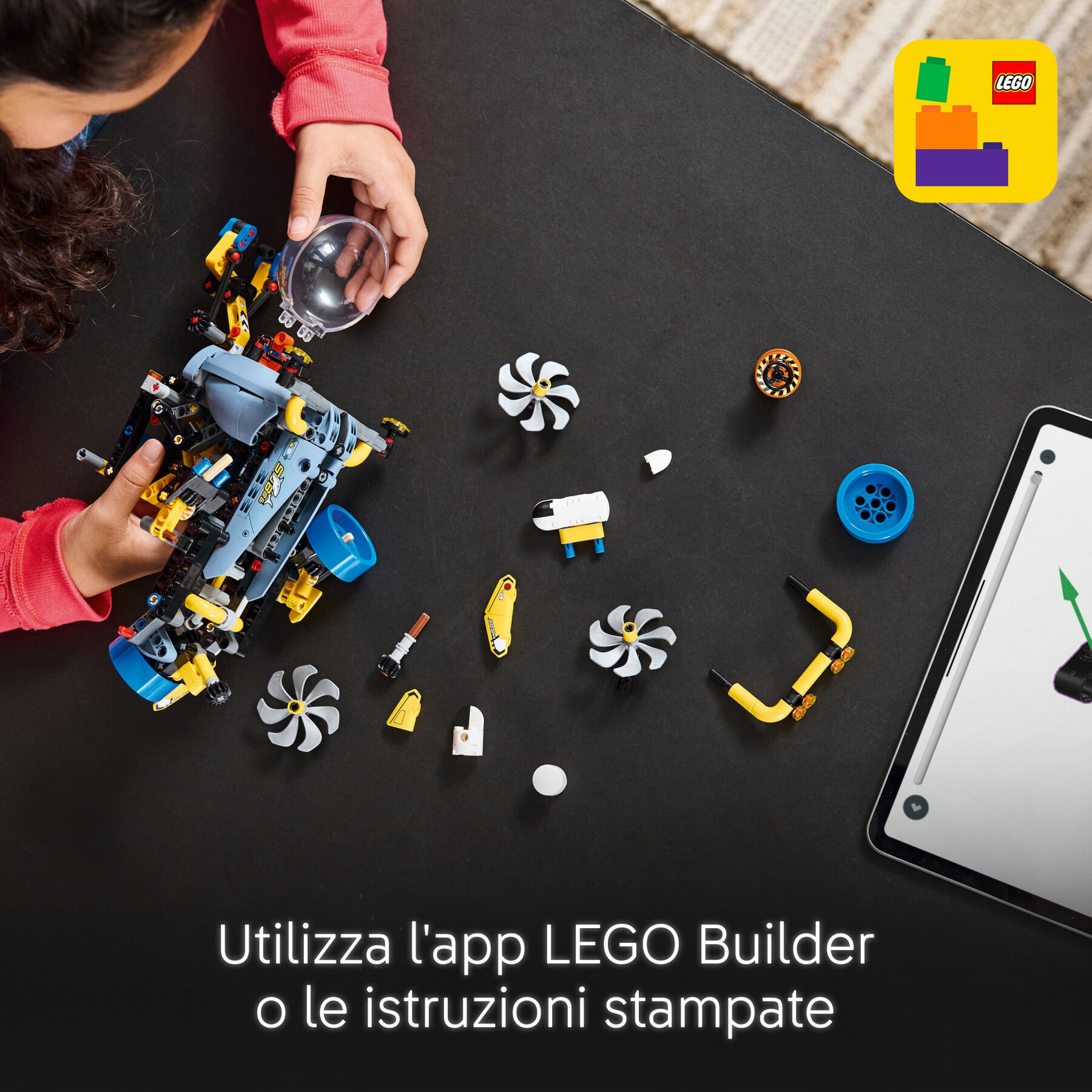 Lego technic 42201 sottomarino per esplorazioni abissali, giocattolo con eliche mobili e cabina apribile, giochi bambini 9+ - LEGO TECHNIC