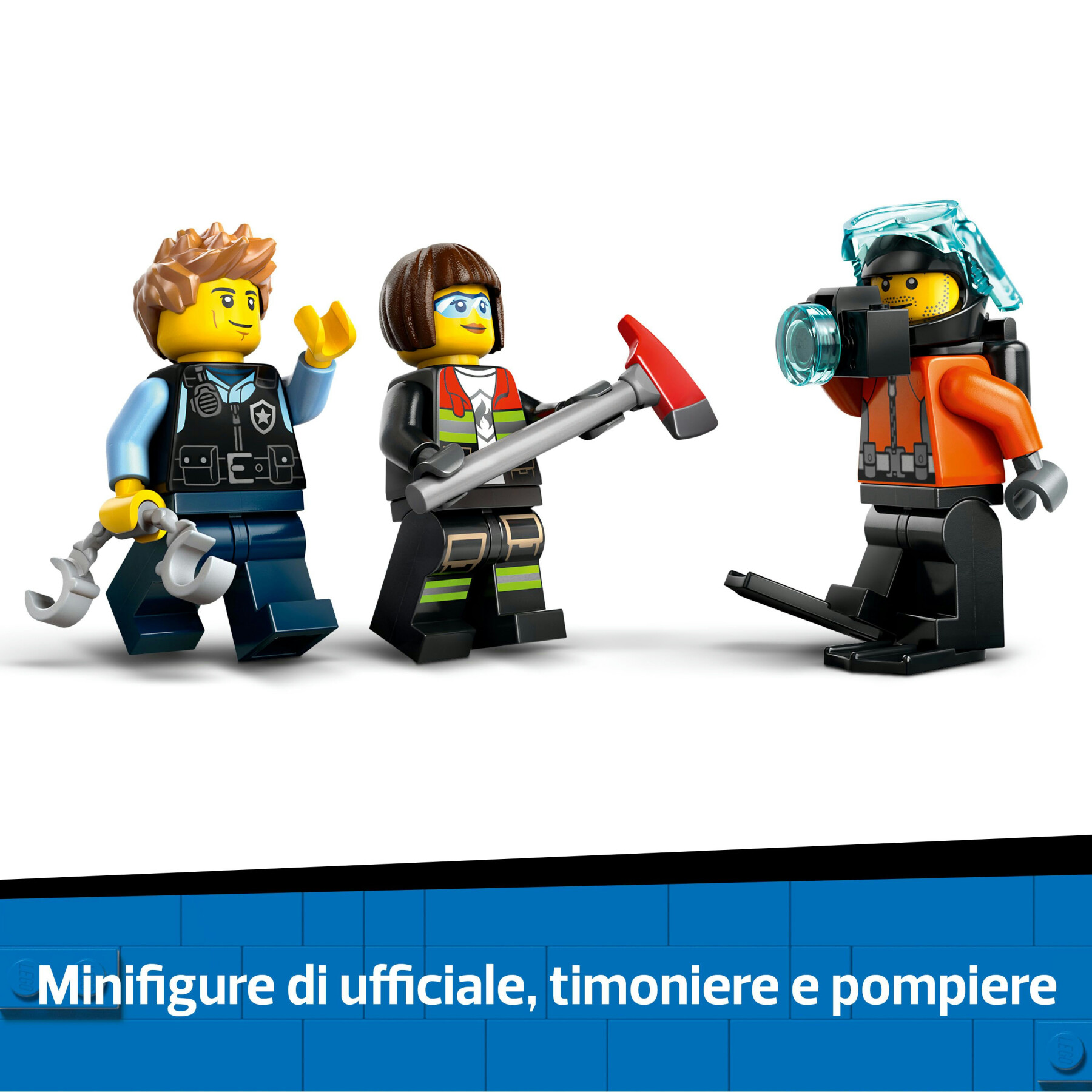 Lego city 60462 3in1 elicottero, autopompa e sottomarino - giocattolo combinabile con 3 minifigure, giochi per bambini 7+ - LEGO CITY