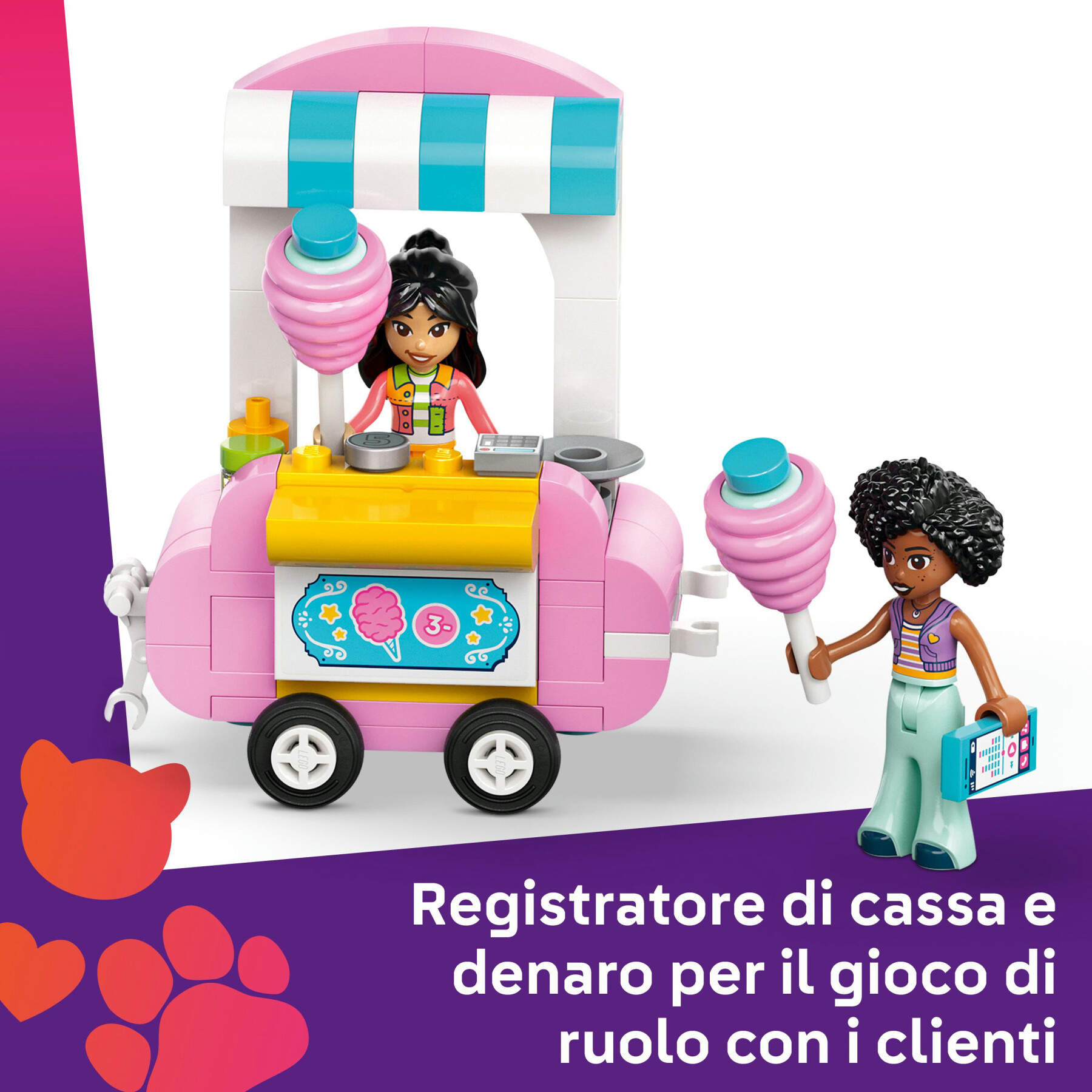 Lego friends 42643 bancarella di zucchero filato e scooter, giochi di ruolo creativi bambine 6+ con veicolo e mini bamboline - LEGO FRIENDS