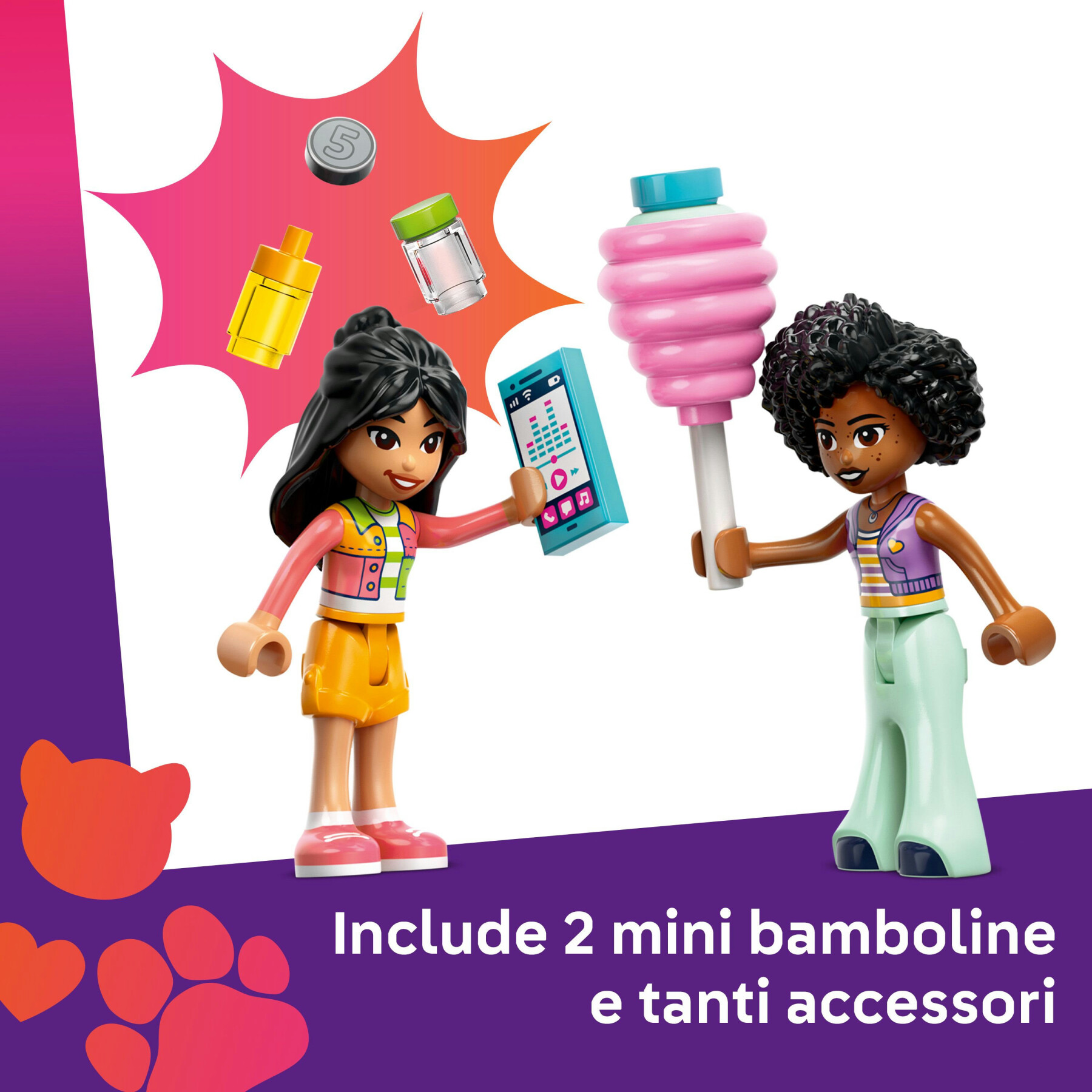 Lego friends 42643 bancarella di zucchero filato e scooter, giochi di ruolo creativi bambine 6+ con veicolo e mini bamboline - LEGO FRIENDS