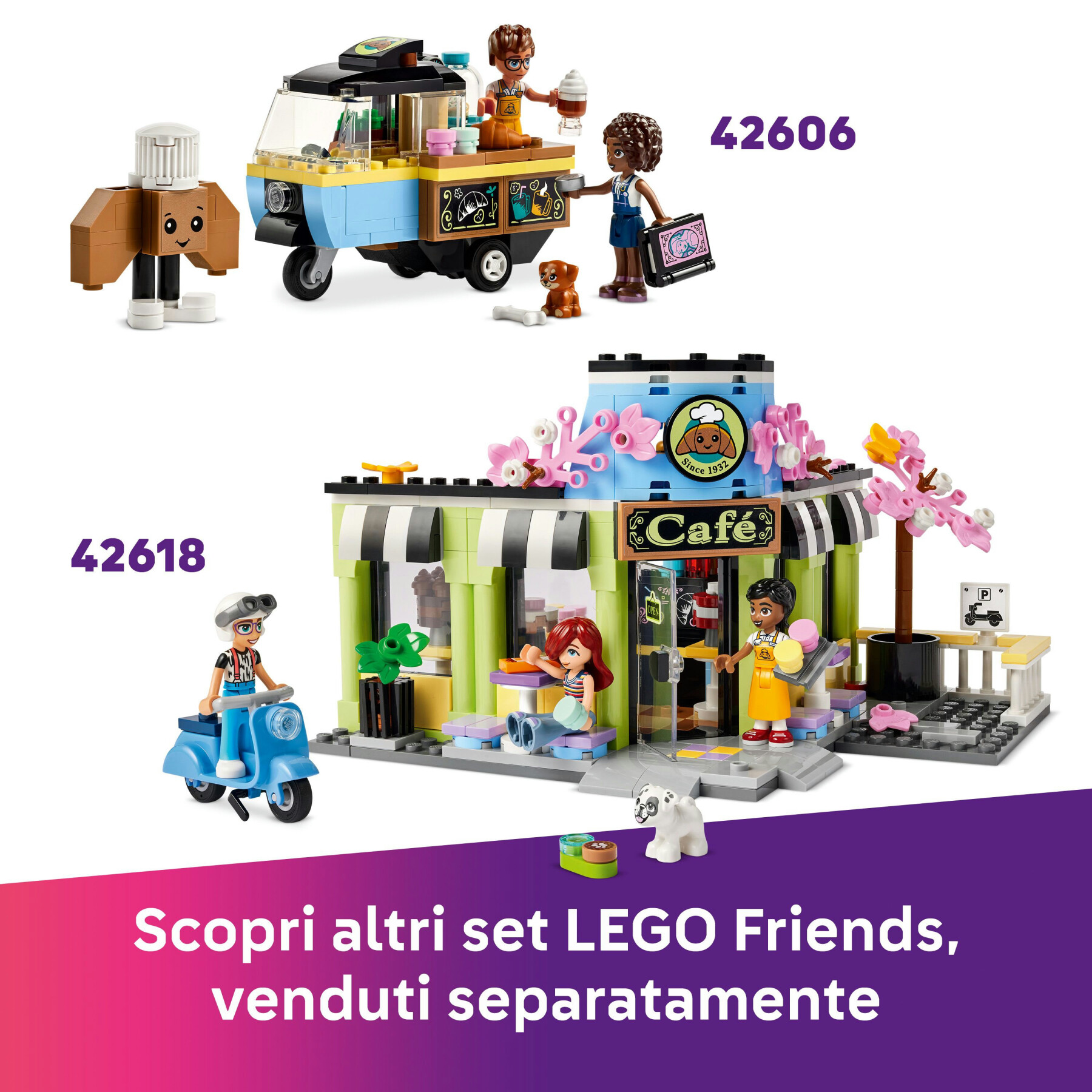 Lego friends 42643 bancarella di zucchero filato e scooter, giochi di ruolo creativi bambine 6+ con veicolo e mini bamboline - LEGO FRIENDS