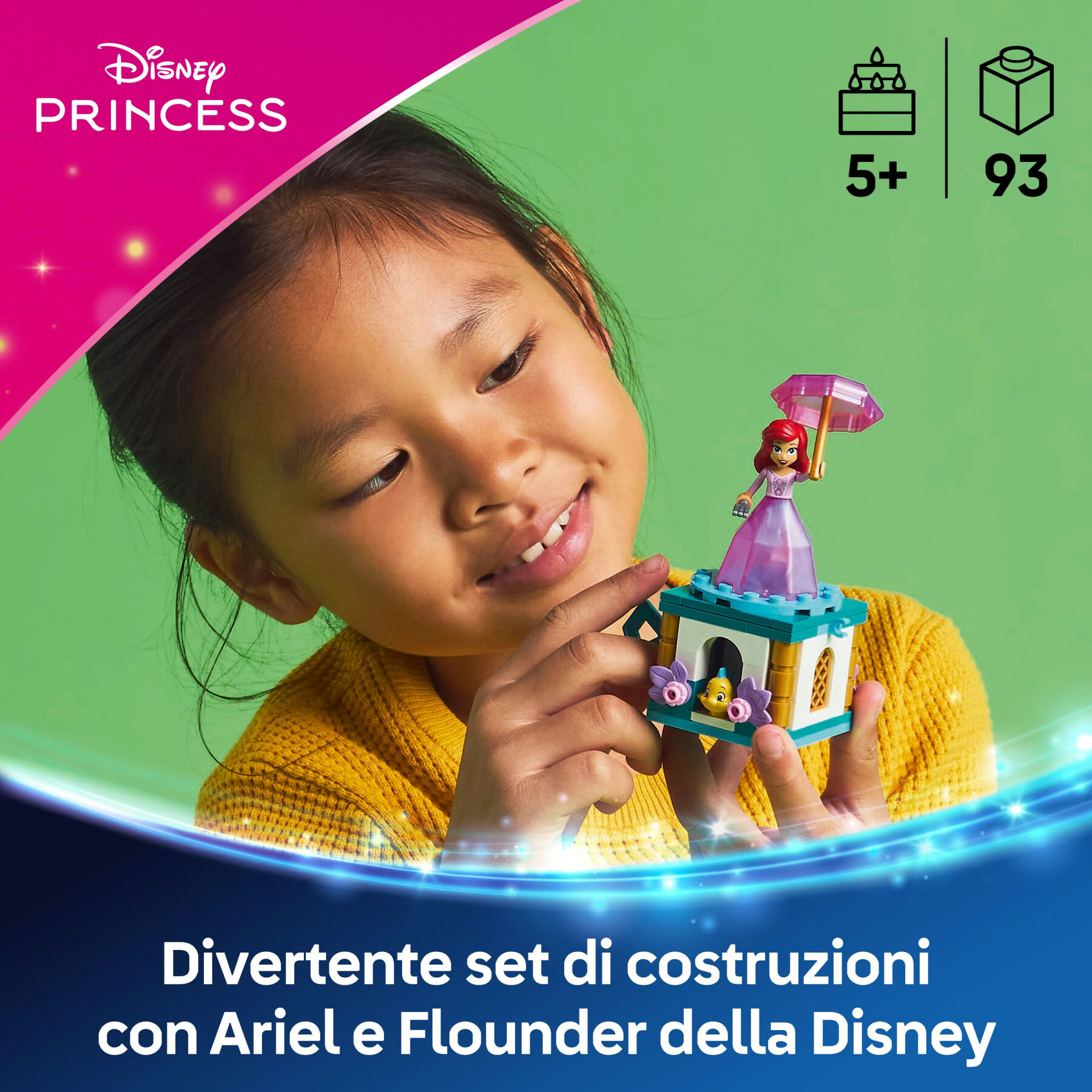 Lego  disney princess 43259 ariel ballerina, giochi da principesse per bambine 5+ con supporto girevole per mini bambolina - LEGO DISNEY PRINCESS