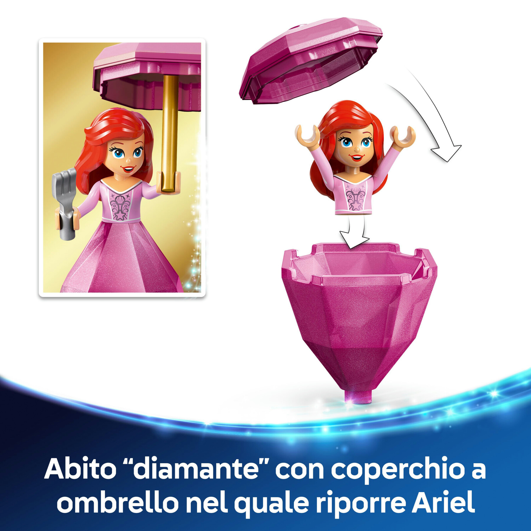 Lego  disney princess 43259 ariel ballerina, giochi da principesse per bambine 5+ con supporto girevole per mini bambolina - LEGO DISNEY PRINCESS