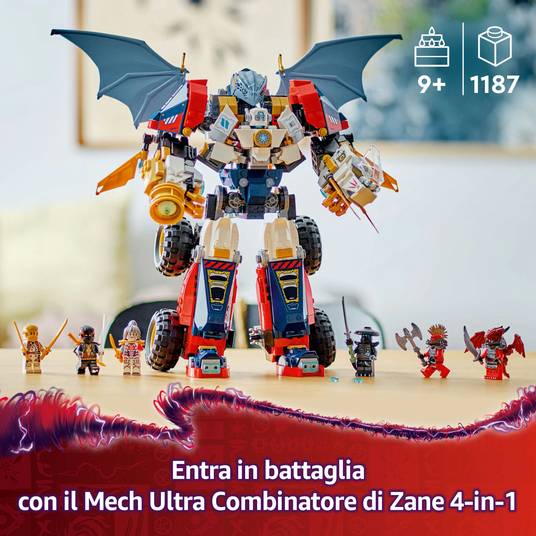 Lego ninjago 71834 mech ultra combinatore di zane - robot giocattolo 4 in 1 separabile in 4 modellini, giochi per bambini 9+ - LEGO NINJAGO