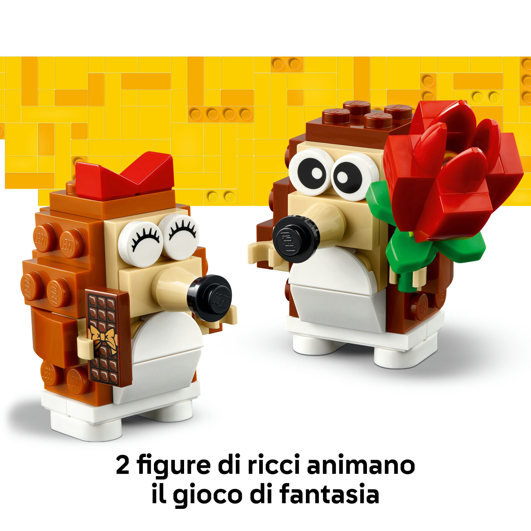 Lego 40711  l'appuntamento romantico dei ricci, giochi creativi per bambini 8+ con 2 animali giocattolo, un fungo e una base - Lego