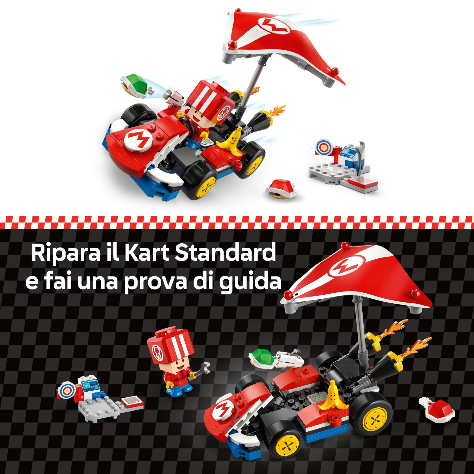 Lego super mario 72032 mario kart : kart standard, macchina giocattolo con toad, giochi per bambini 7+ nintendo da collezione - LEGO® Super Mario™