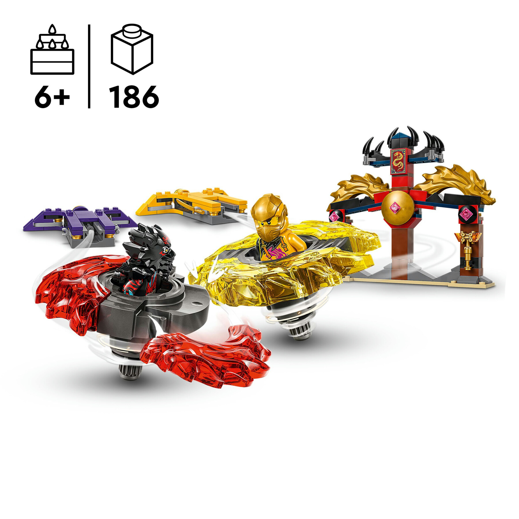 Lego ninjago 71826 battle pack draghi dello spinjitzu - 2 trottole giocattolo, tempio e 2 minifigure, giochi per bambini 6+ - LEGO NINJAGO