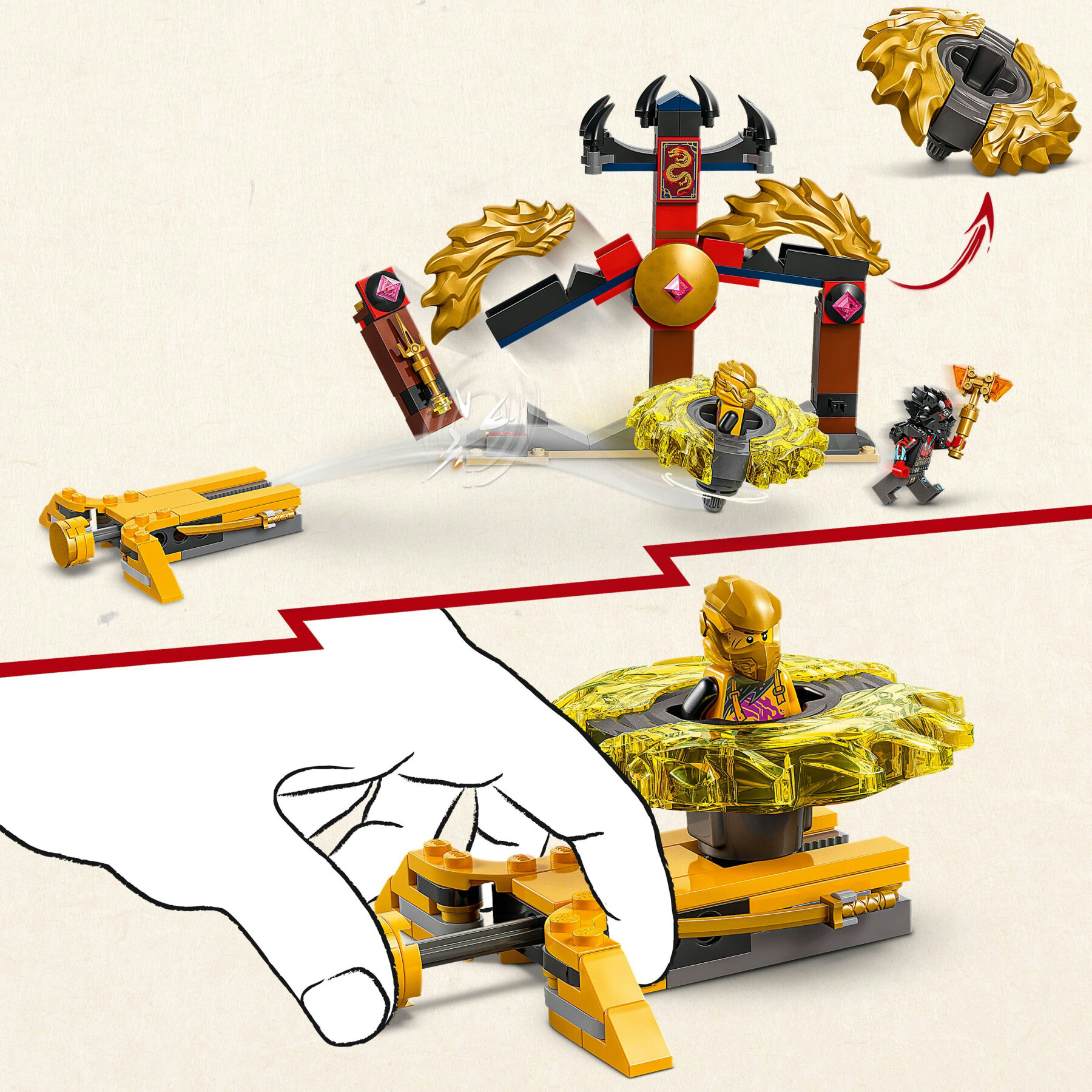 Lego ninjago 71826 battle pack draghi dello spinjitzu - 2 trottole giocattolo, tempio e 2 minifigure, giochi per bambini 6+ - LEGO NINJAGO