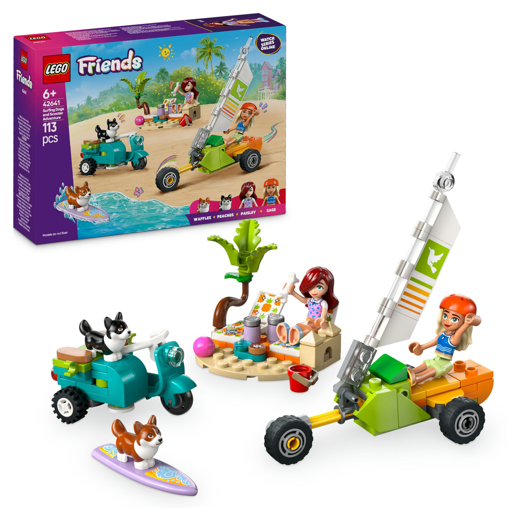 Lego friends 42641 avventure canine su windskate e sidecar, giochi di ruolo per bambine 6+ con personaggi e cani giocattolo - LEGO FRIENDS