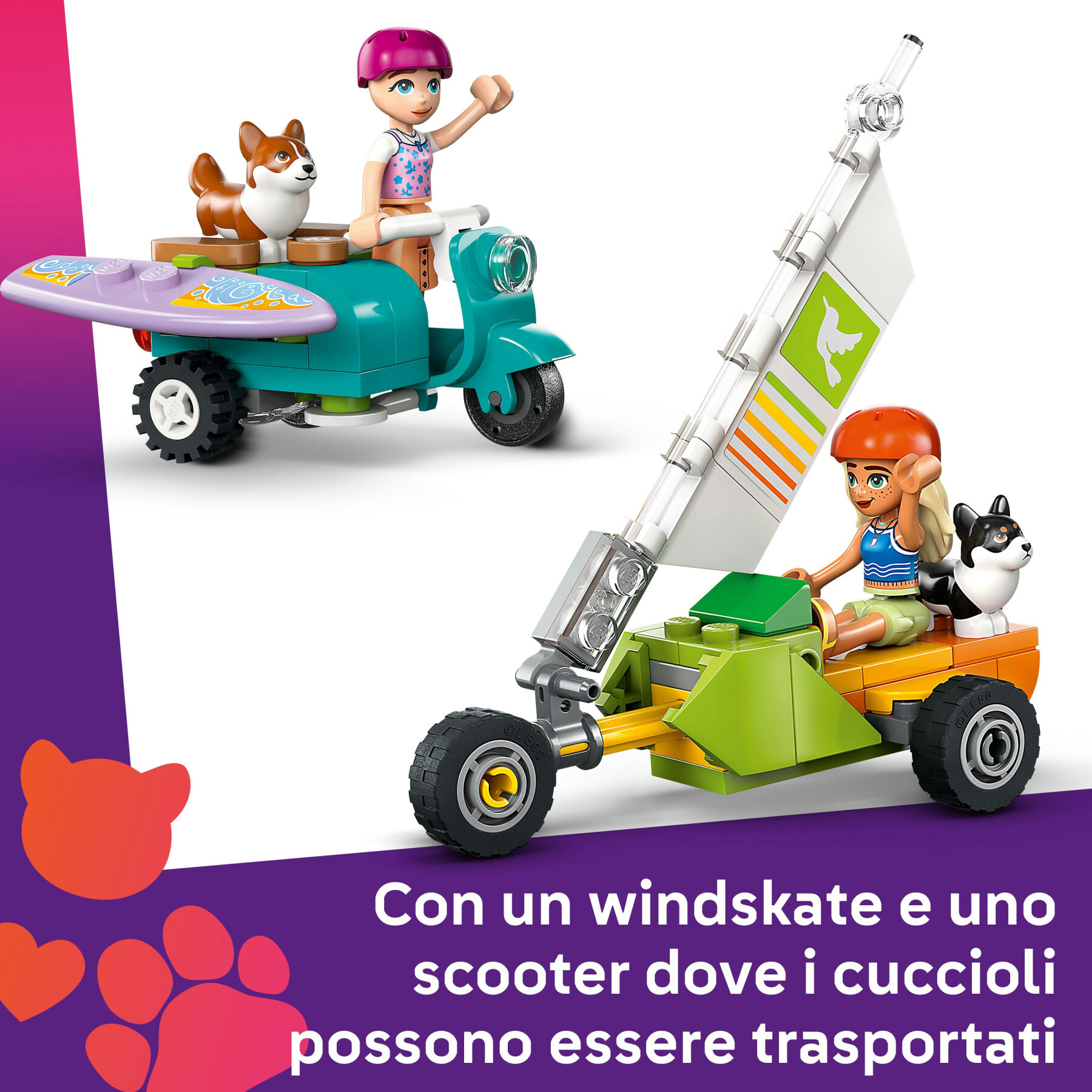 Lego friends 42641 avventure canine su windskate e sidecar, giochi di ruolo per bambine 6+ con personaggi e cani giocattolo - LEGO FRIENDS