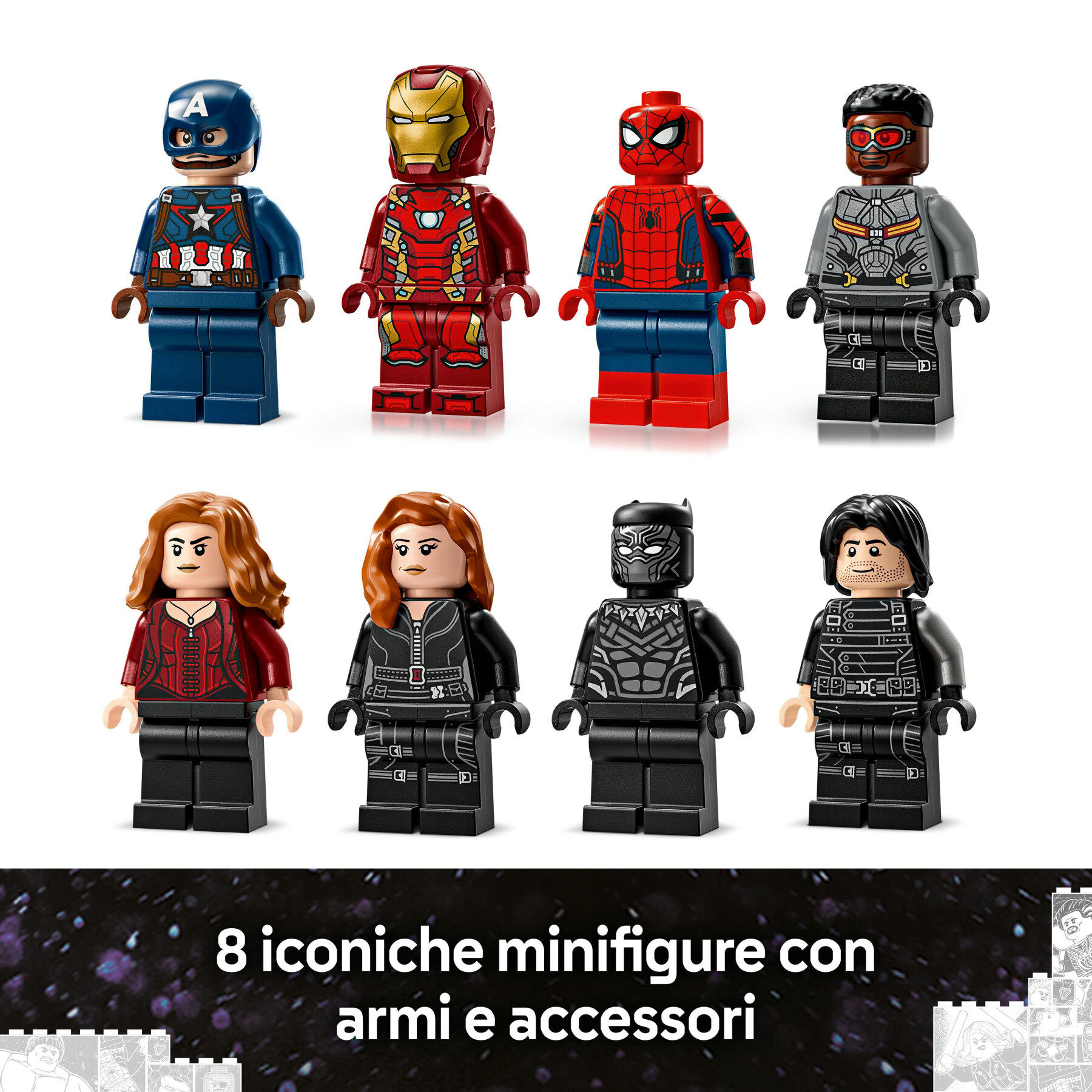 Lego marvel 76314 azione di battaglia captain america: civil war, 8 minifigure avengers e aereo giocattolo quinjet, bambini 10+ - LEGO SUPER HEROES