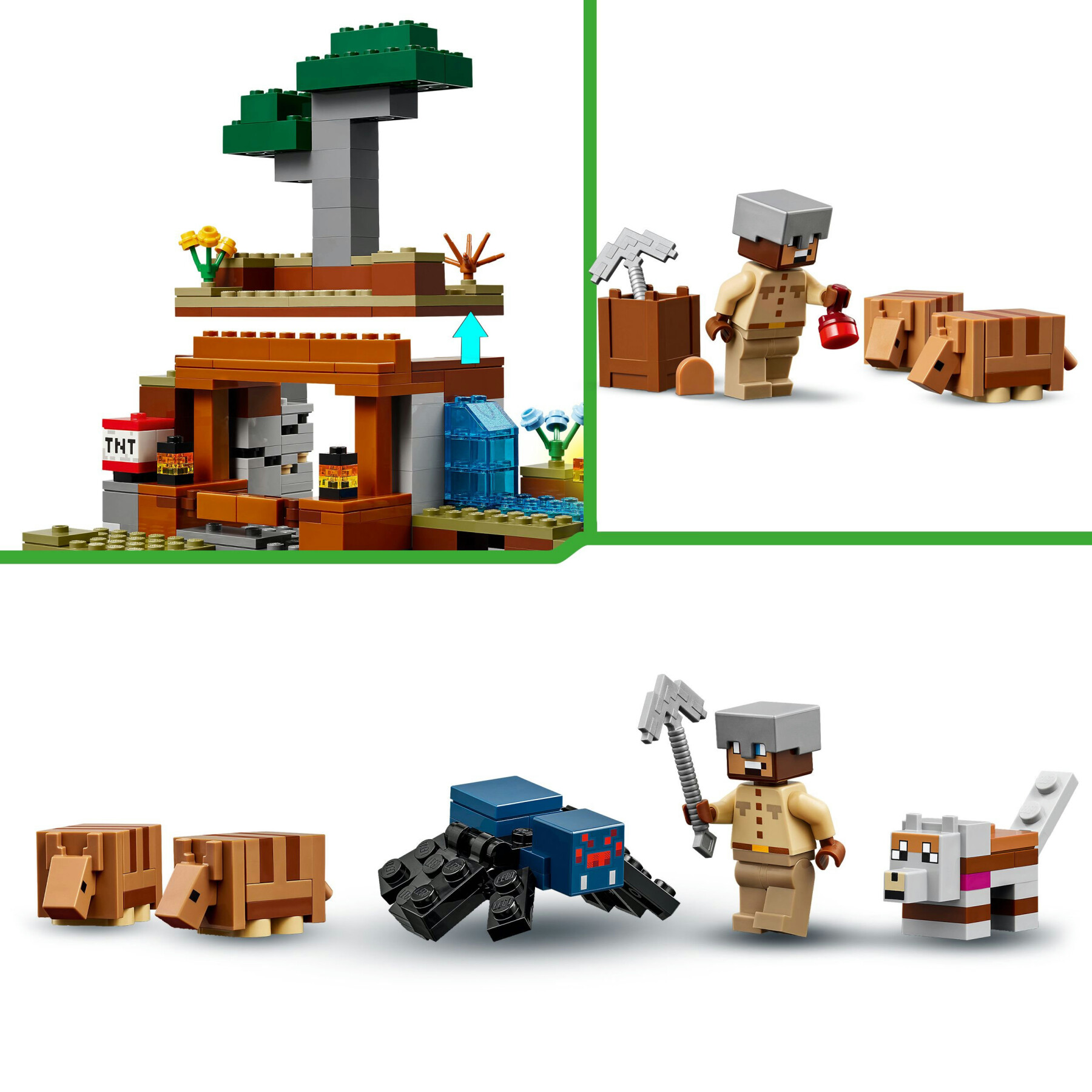 Lego minecraft 21269 spedizione nella miniera dell’armadillo, gioco per bambini 8+ con personaggi, armi giocattolo e funzioni - MINECRAFT