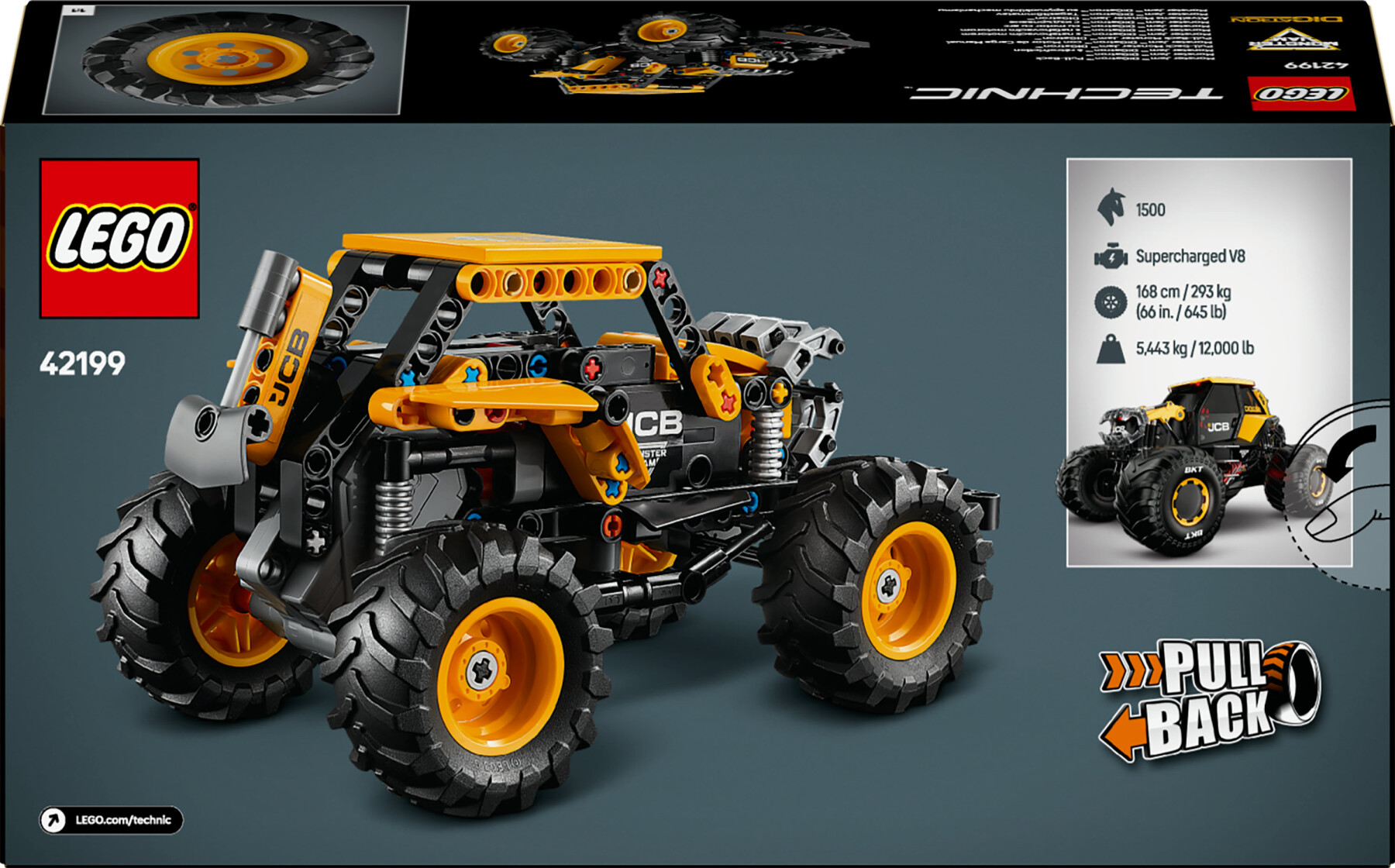 Lego technic 42199 pull-back monster jam digatron, monster truck giocattolo da costruire, giochi bambini 7+, regalo fan veicoli - LEGO TECHNIC