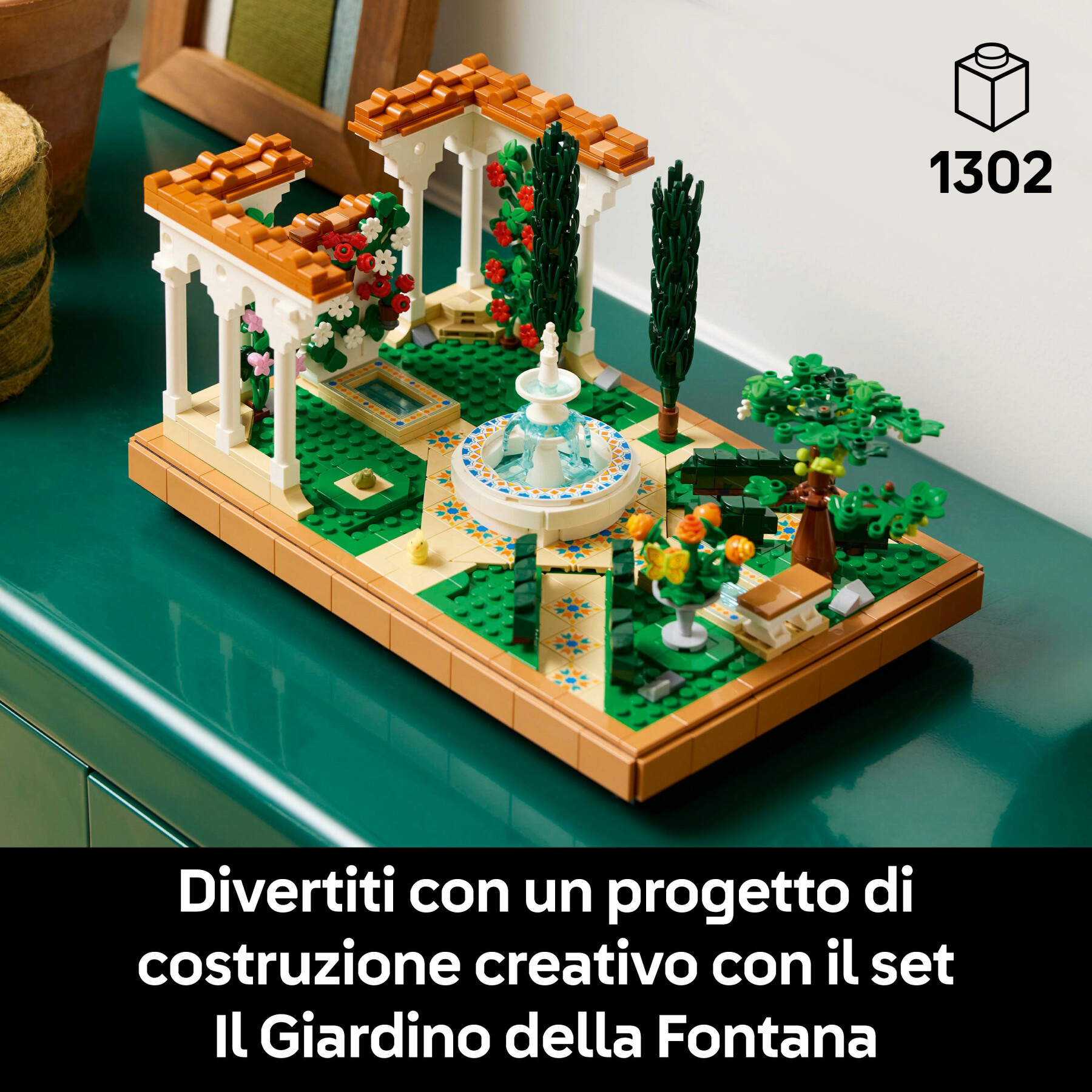Lego icons 10359 il giardino della fontana, modellino da costruire per adulti da collezione, idea regalo per donna o uomo - LEGO ICONS