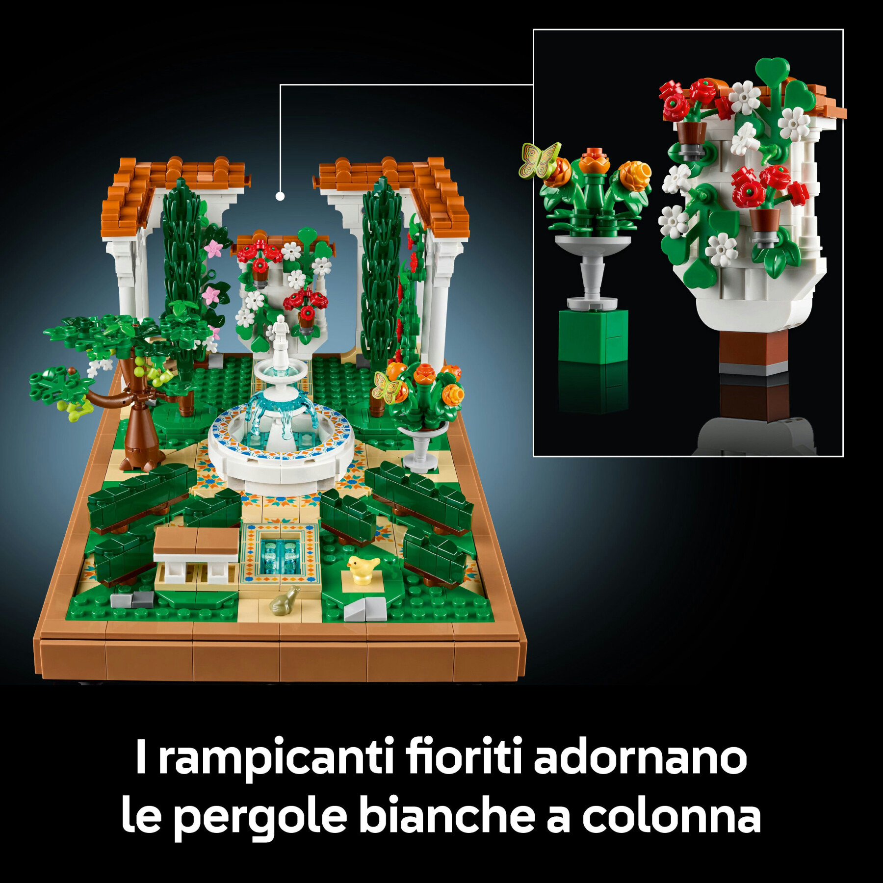 Lego icons 10359 il giardino della fontana, modellino da costruire per adulti da collezione, idea regalo per donna o uomo - LEGO ICONS
