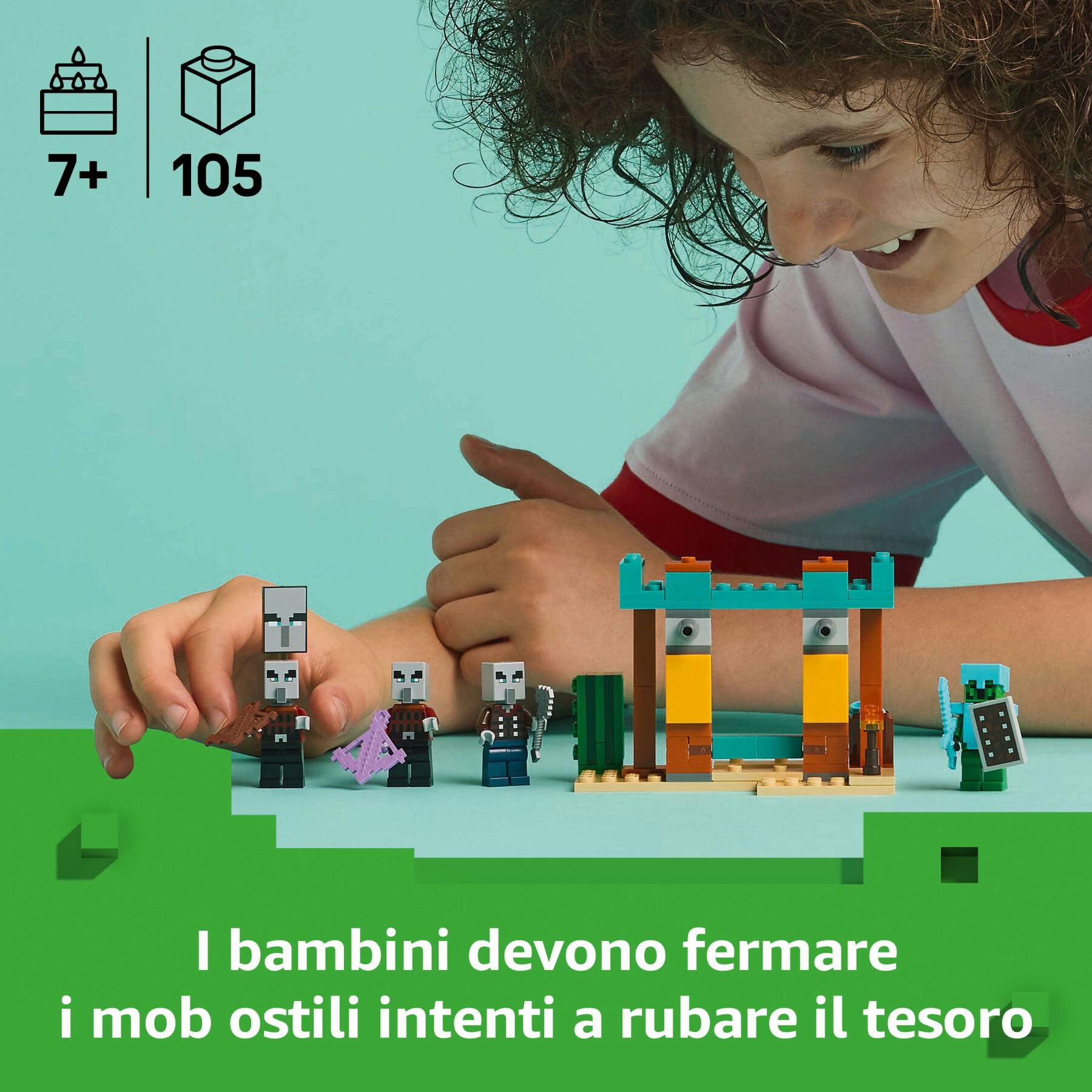 Lego minecraft 21267 pattuglia nel deserto della bestia, gioco di ruolo bambini 7+ con 4 personaggi del videogioco e accessori - MINECRAFT