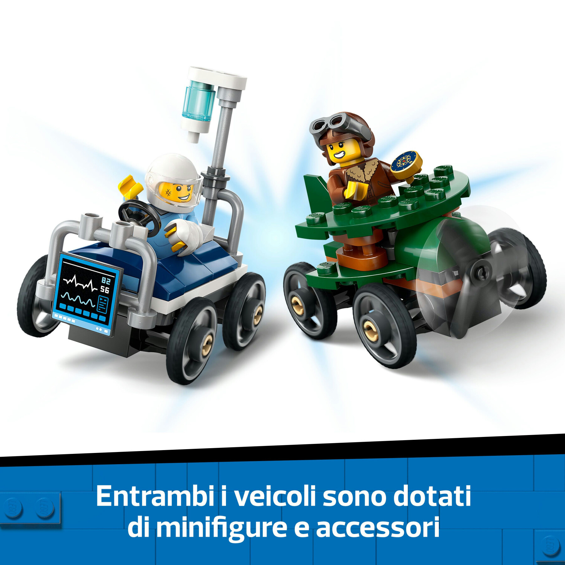 Lego city 60459 pack veicoli da corsa: aereo contro letto d’ospedale, auto giocattolo con 2 minifigure, giochi per bambini 5+ - LEGO CITY