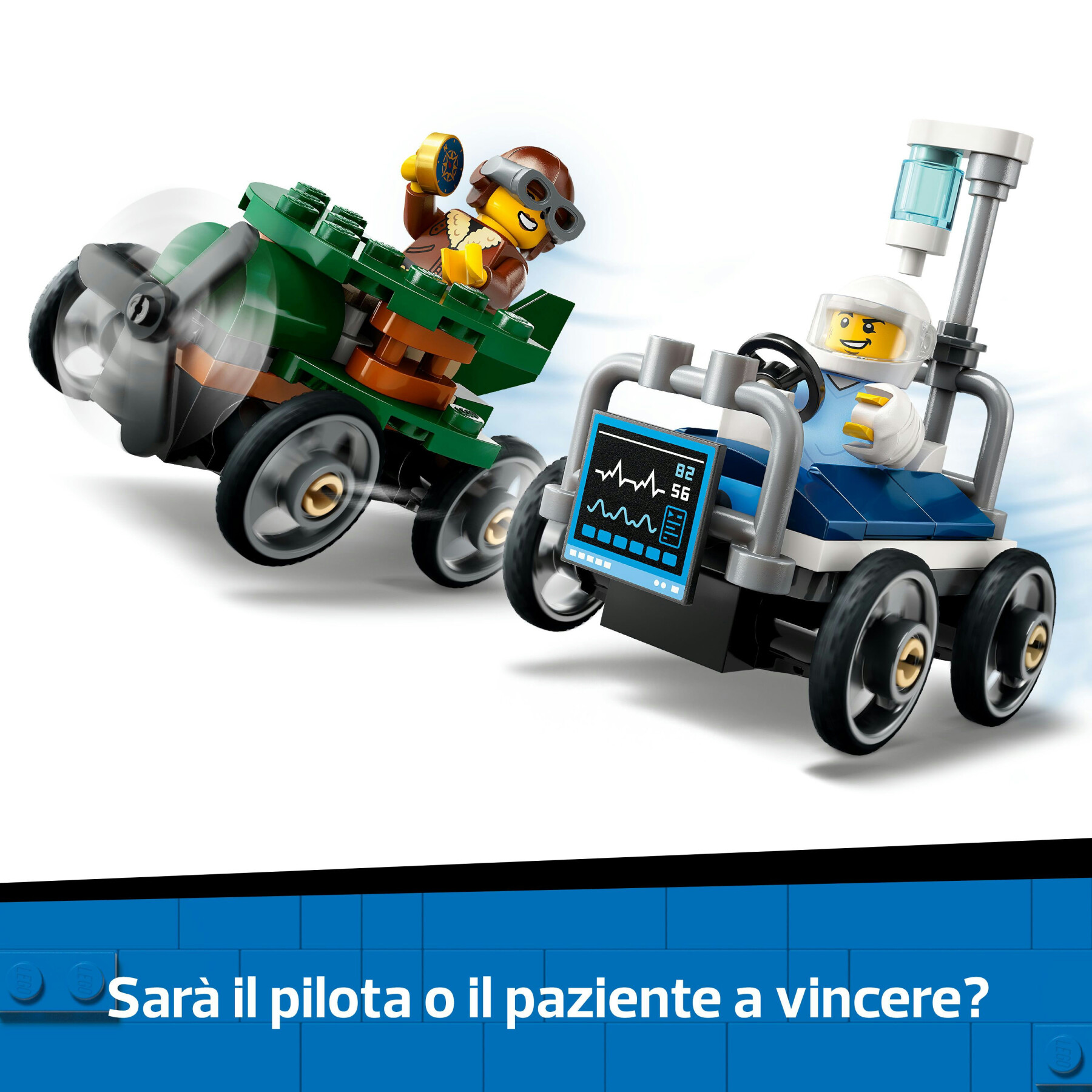 Lego city 60459 pack veicoli da corsa: aereo contro letto d’ospedale, auto giocattolo con 2 minifigure, giochi per bambini 5+ - LEGO CITY