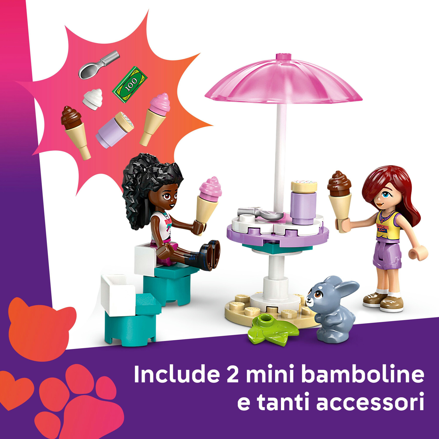 Lego friends 42644 il furgone dei gelati di heartlake city, giochi didattici bambine 4+, camion giocattolo, cibo e accessori - LEGO FRIENDS