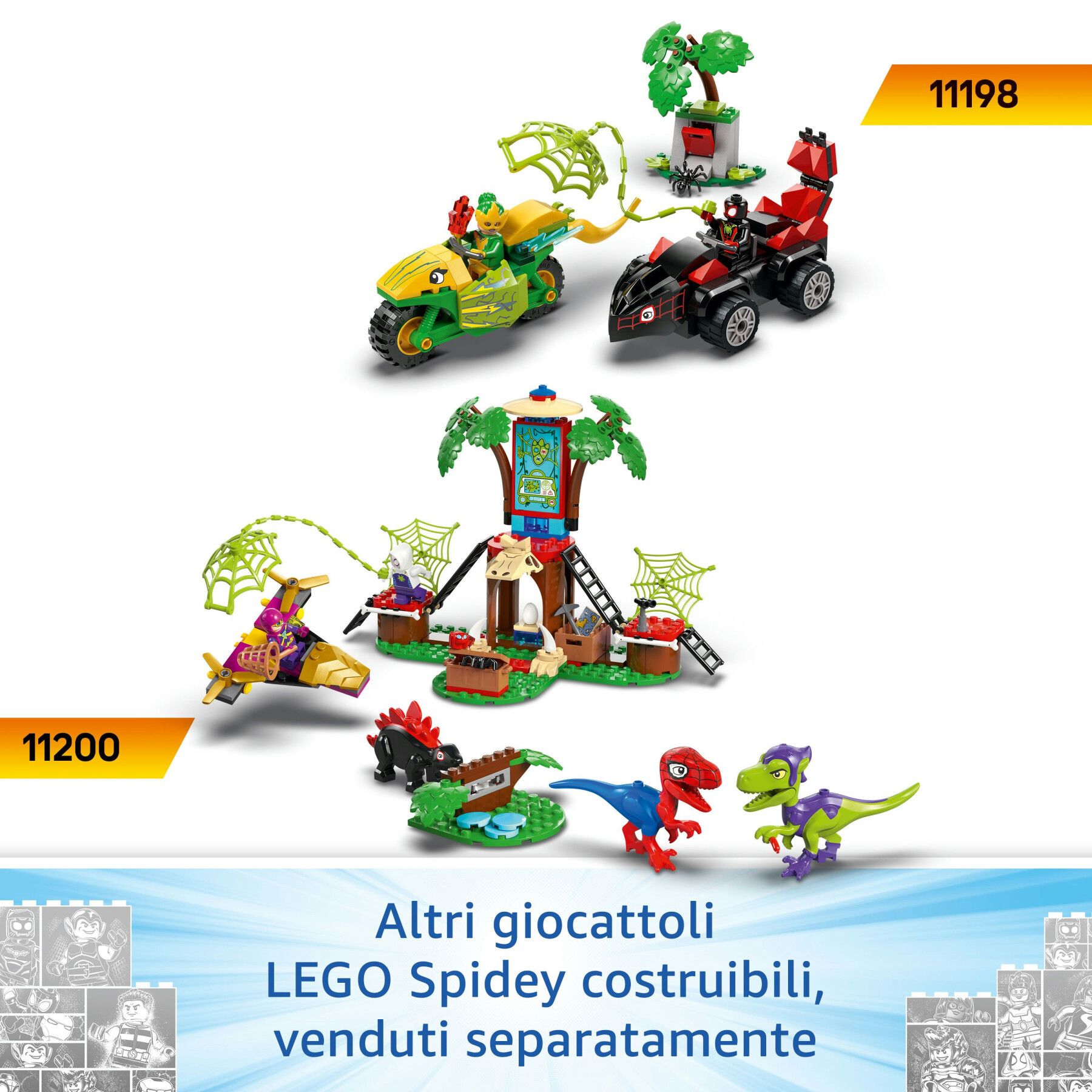 Lego marvel 11200 battaglia con il raptor al quartier generale sull’albero di spider-man e gobby, giochi di ruolo bambini 4+ - LEGO SUPER HEROES