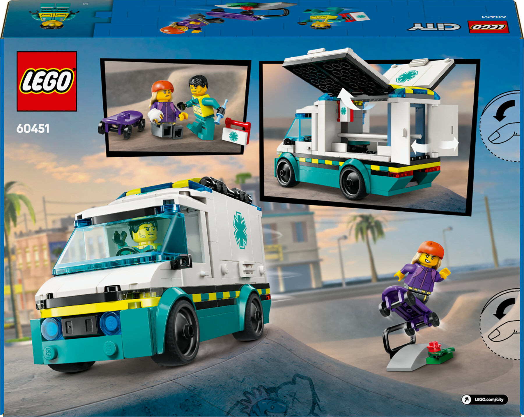 Lego city 60451 ambulanza di emergenza giocattolo con 2 minifigure, giochi educativi bambini 5+, regalo per l'apprendimento - LEGO CITY