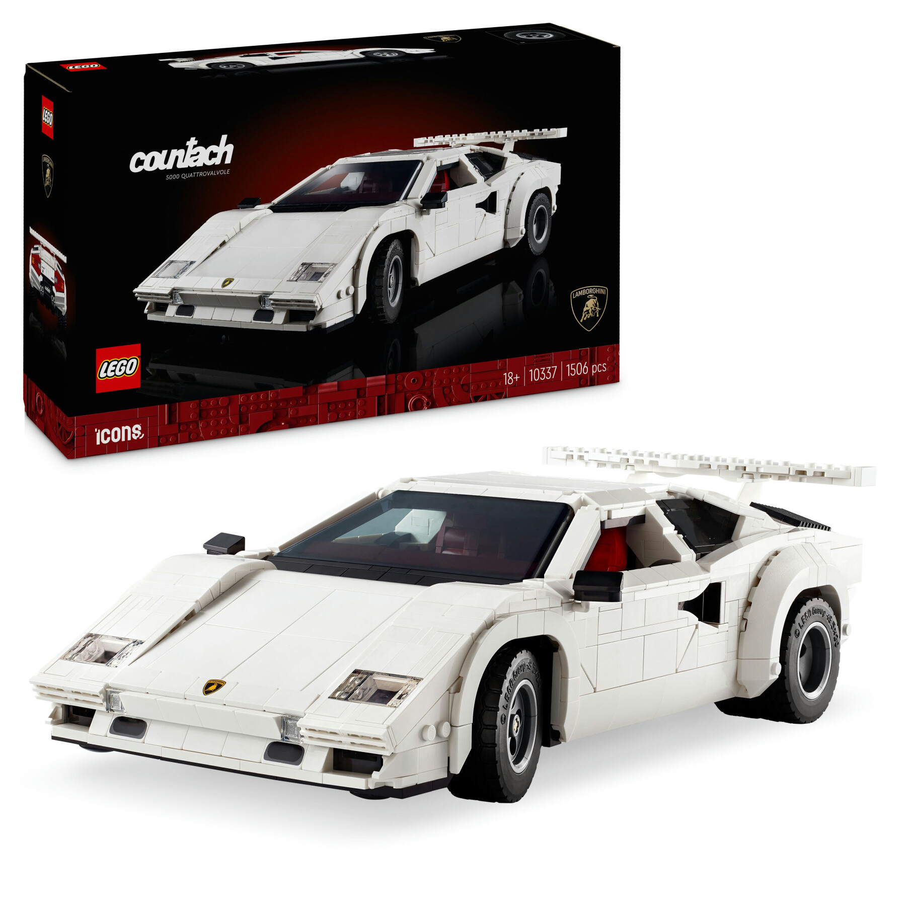 Lego  icons 10337 lamborghini countach 5000 quattrovalvole, modellino di auto per adulti, regalo uomo o donna da collezione - LEGO ICONS