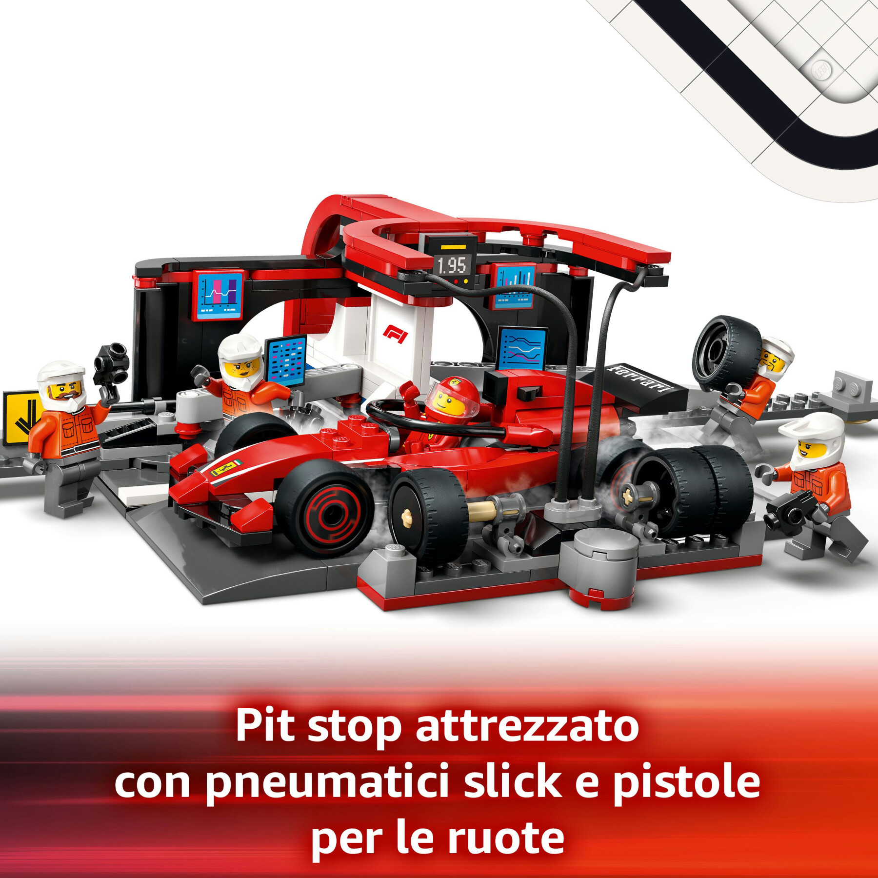 Lego city 60443 pit stop e meccanici con monoposto ferrari f1 - officina, macchina giocattolo e accessori, giochi bambini 6+ - LEGO CITY