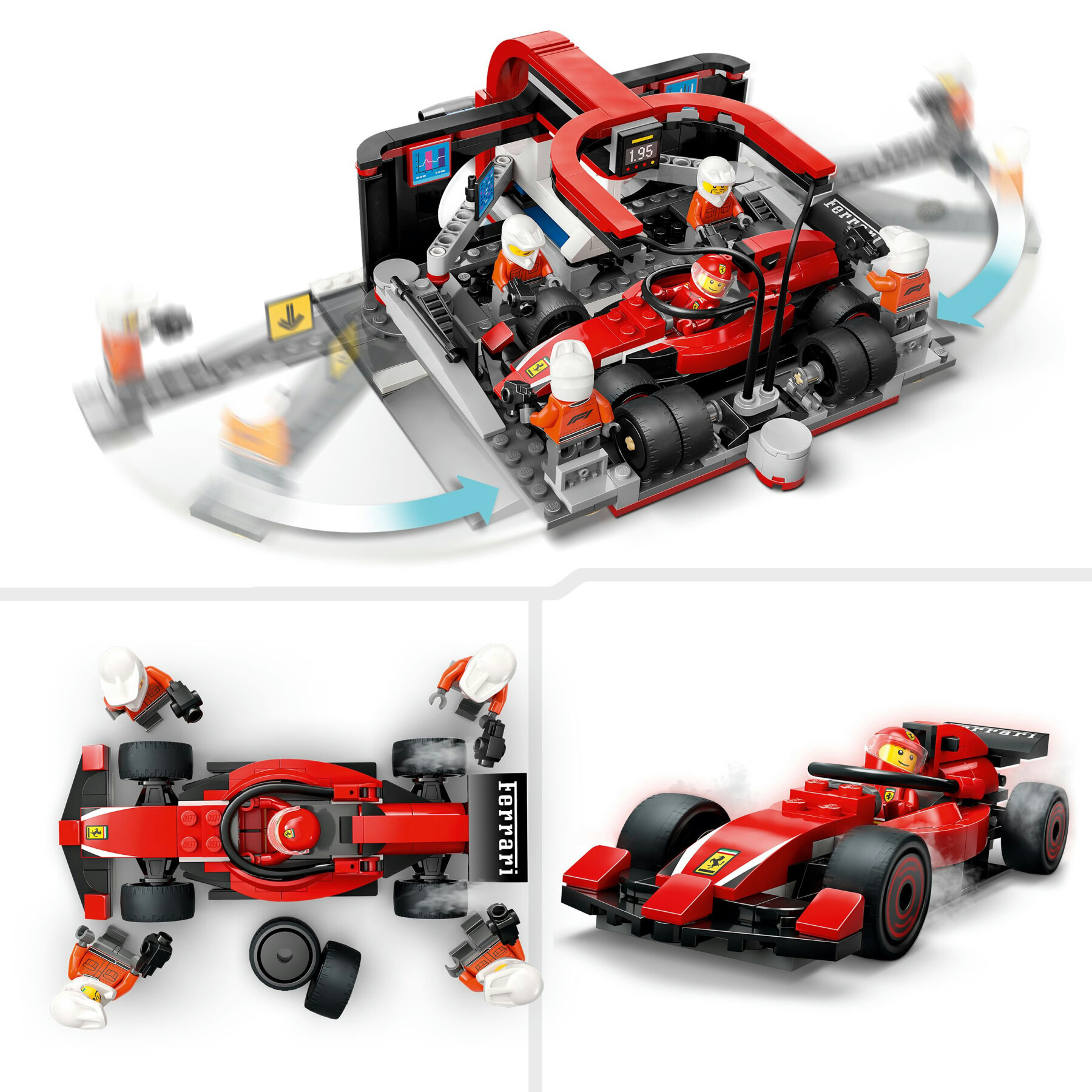 Lego city 60443 pit stop e meccanici con monoposto ferrari f1 - officina, macchina giocattolo e accessori, giochi bambini 6+ - LEGO CITY